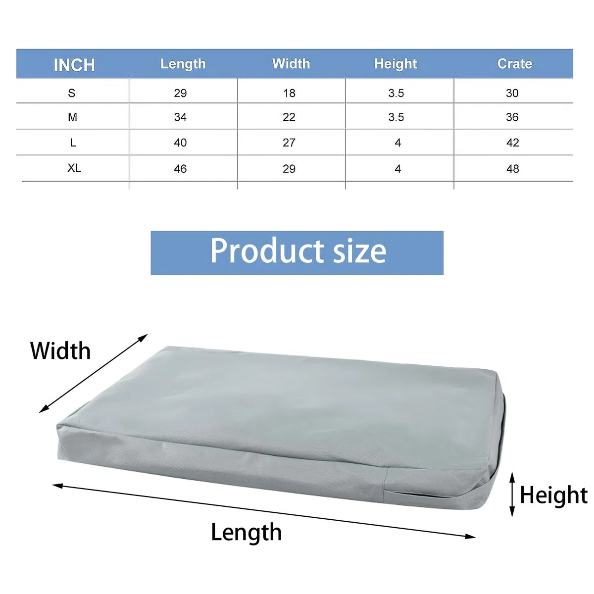 Housse de rechange imperméable pour lit de chien – Protège-matelas pour coussin de chien (taille XL : 116,8 x 73,7 x 10,2 cm, convient pour cage de 106,7 cm)