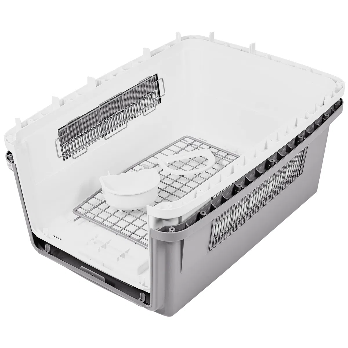 Iris Ohyama, Caisse, Cage, Box de Transport pour Chien, Chat, 2 Portes, Clips, et Loquet de Sécurité, Plastique(PP) sans BPA, L87 x P62 x H63.5 cm, Train, Voiture et Avion, ATC-870, Gris