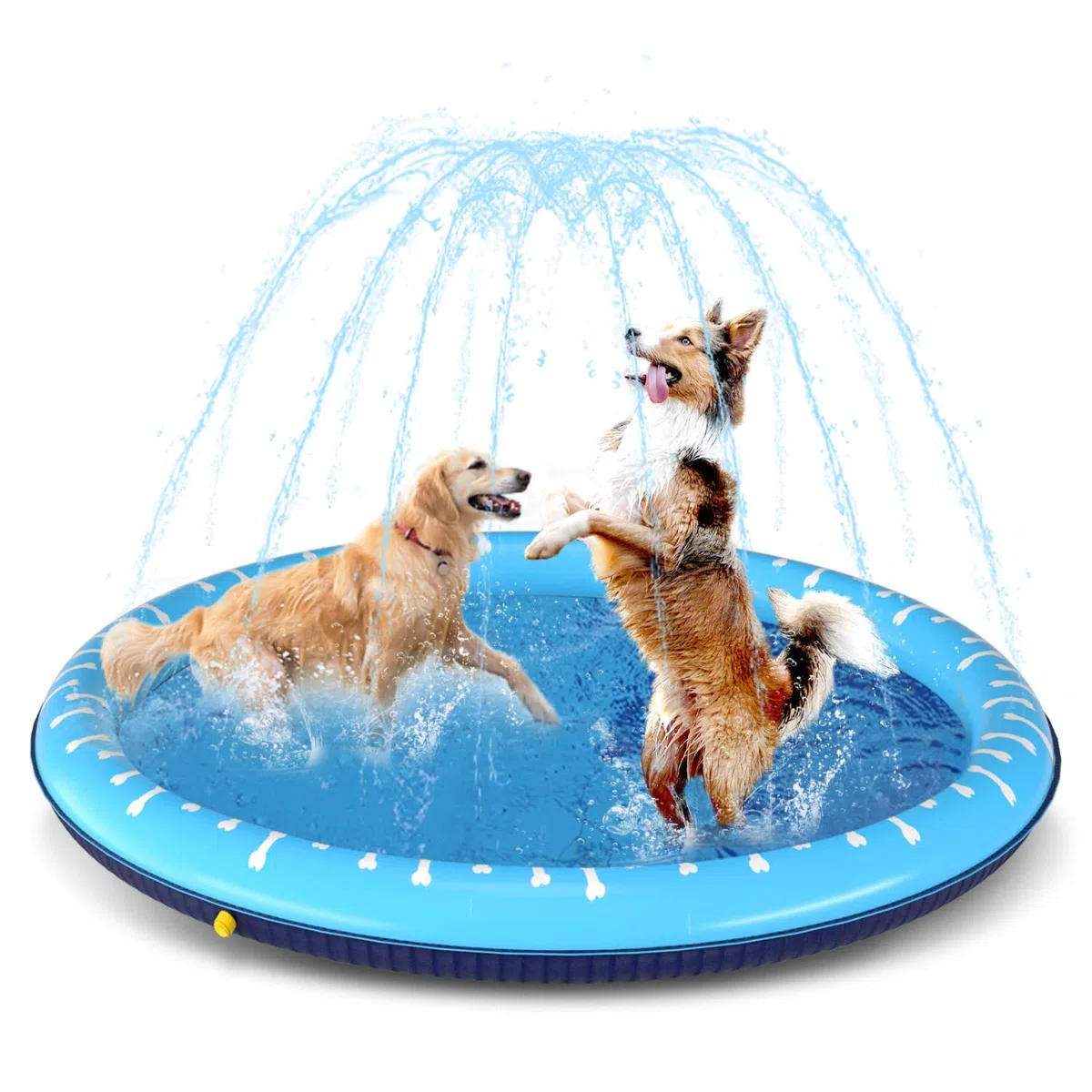 Nobleza Piscine pour Chiens, D100cm/39in, 0.55cm Épaississant Tapis de Jeu d'eau pour Chiens avec Éclaboussures et Antidérapant, Jouet de Jardin Portable Durable