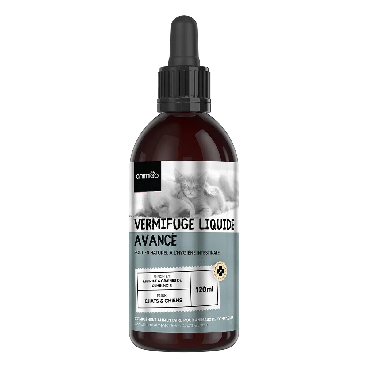 Vermifuge Chat Chien, Vermifuge Liquide en Pipette 120 ML, Origine Naturelle, 2-4 Ans d'Approvisionnement, Anti-vers, Anti-Parasite, Toutes Les Races et Tailles, Chaton et Chiot