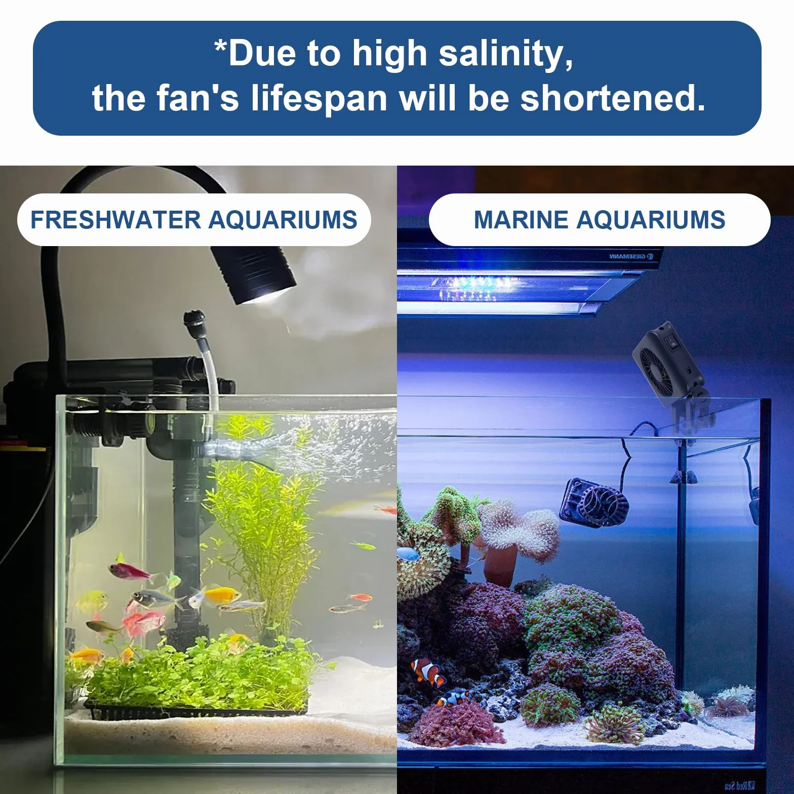 efuturetime Ventilateur Aquarium 3W, 5 Vitesses Réglables, Faible Bruit, Ventilation à Pince avec Minuterie pour Aquarium de 40cm, 1 Tête