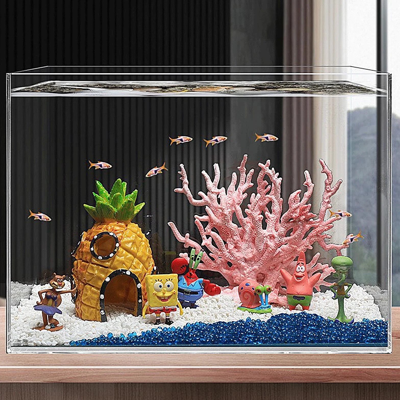 MeYuxg Décoration Aquarium, Ornement d'Aquarium, Résine Fish Tank Ornement Aquarium Ananas en Forme Accessoires de Réservoir de Poissons