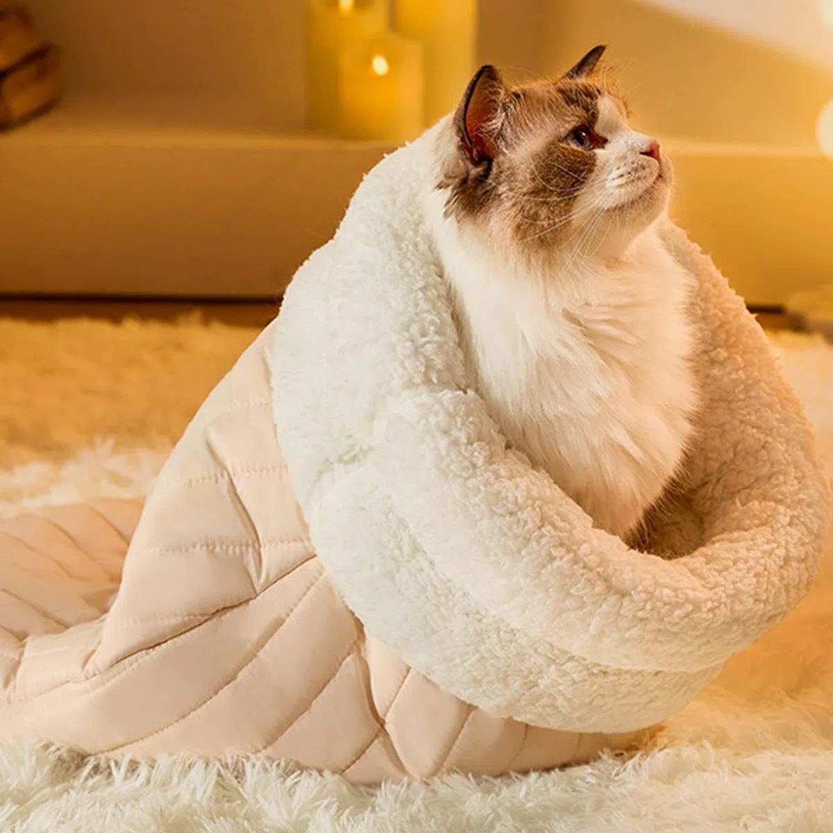 Sac de Couchage pour Chat | Sac de Couchage pour Chat | Lit Semi-fermé | Sac de Couchage d'hiver pour Chat | Panier pour Chien pour Camping | Couverture Lavable pour Chats et Petits Chiens