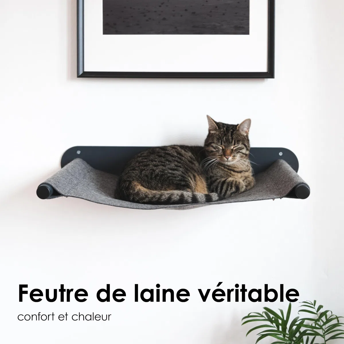 LucyBalu® Swing Hamac Mural pour Chat en Feutre Naturel I Blanc
