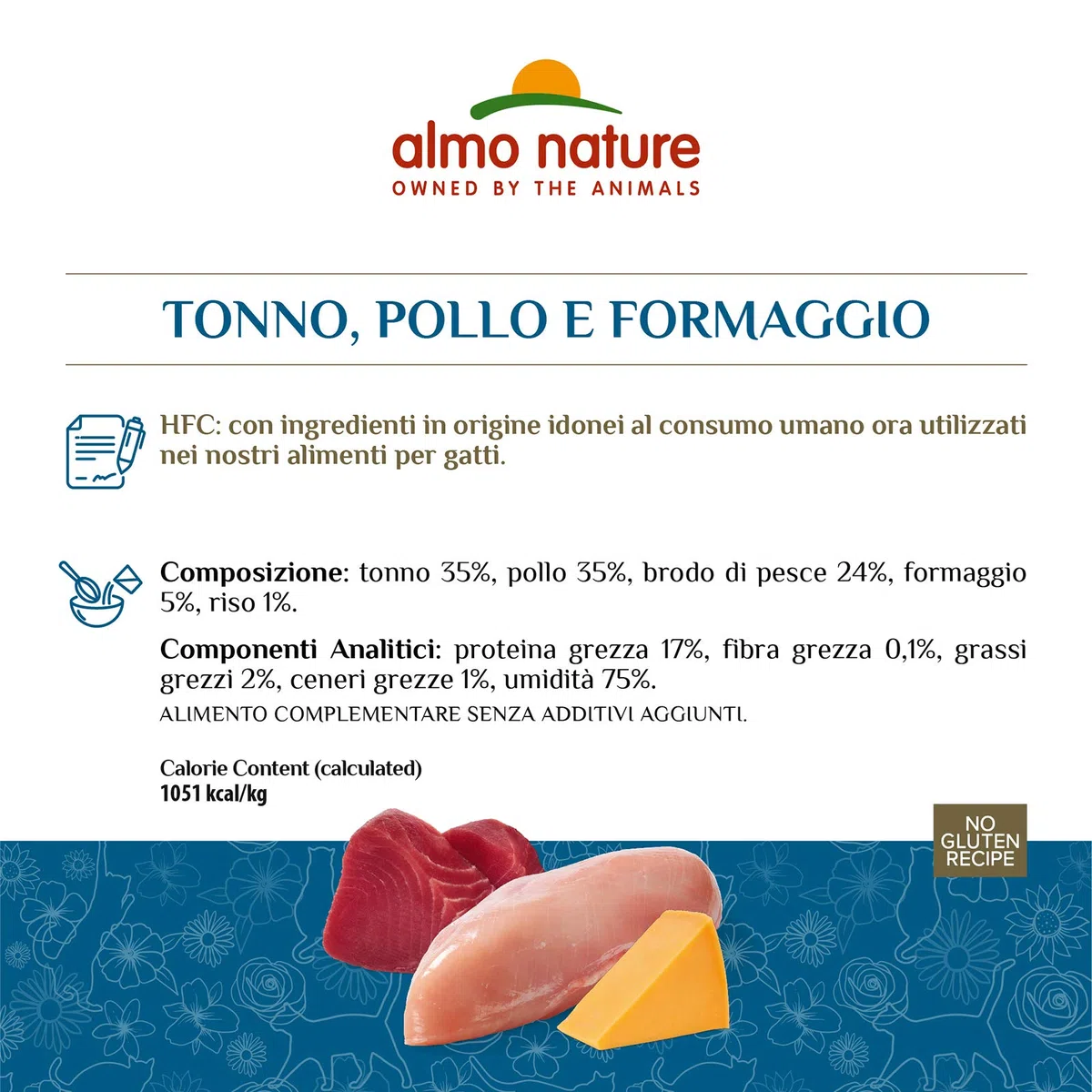Almo Nature Mega Pack Natural au Thon, Poulet et Fromage - Nourriture Humide pour Chat Adulte: 6 boîtes de 70g