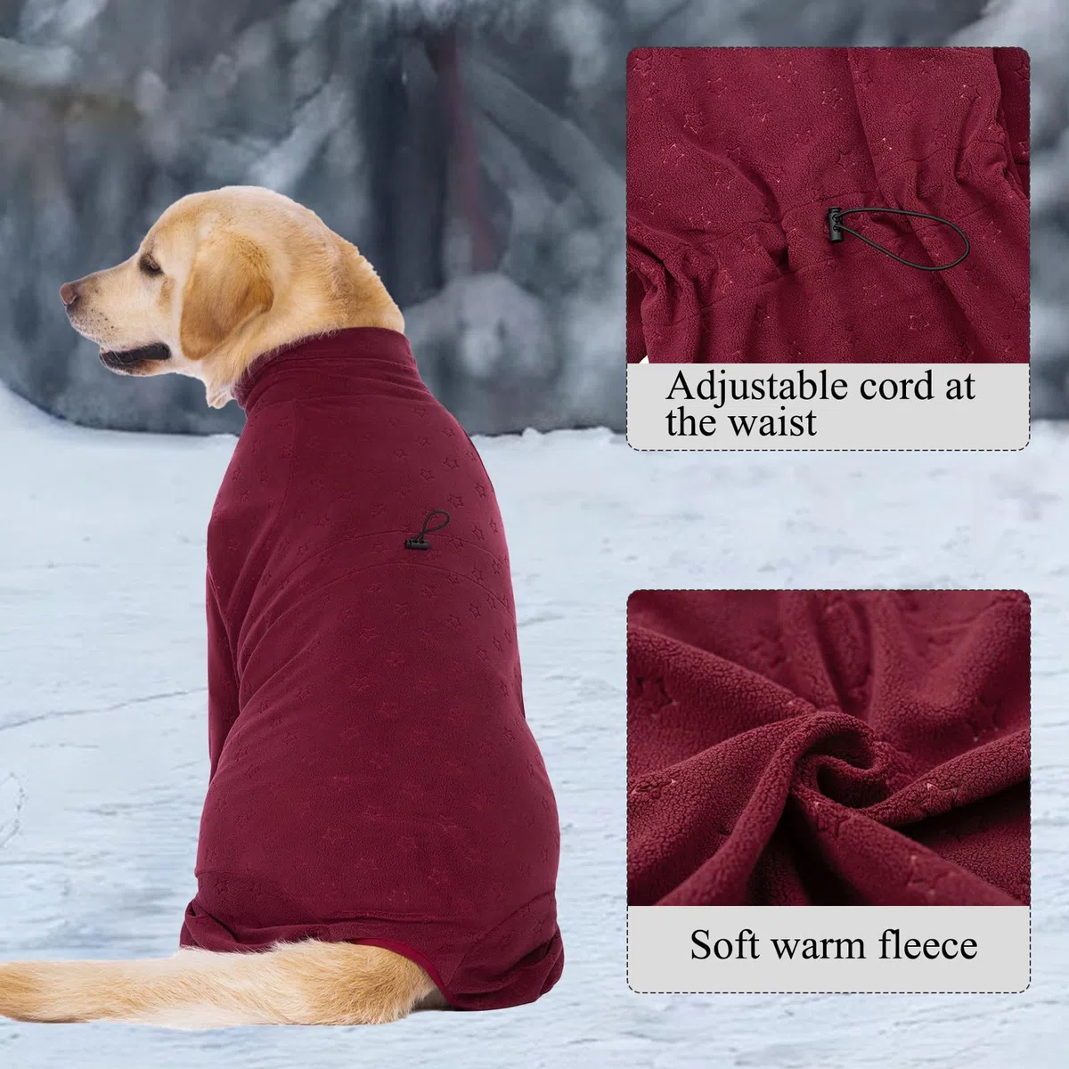 Manteau en polaire gaufré pour chien avec pattes - Pull en polaire pour chien - Manteau chaud pour chien - Vêtements d'hiver pour chien pour chiens de taille moyenne et grande - Pyjama pour