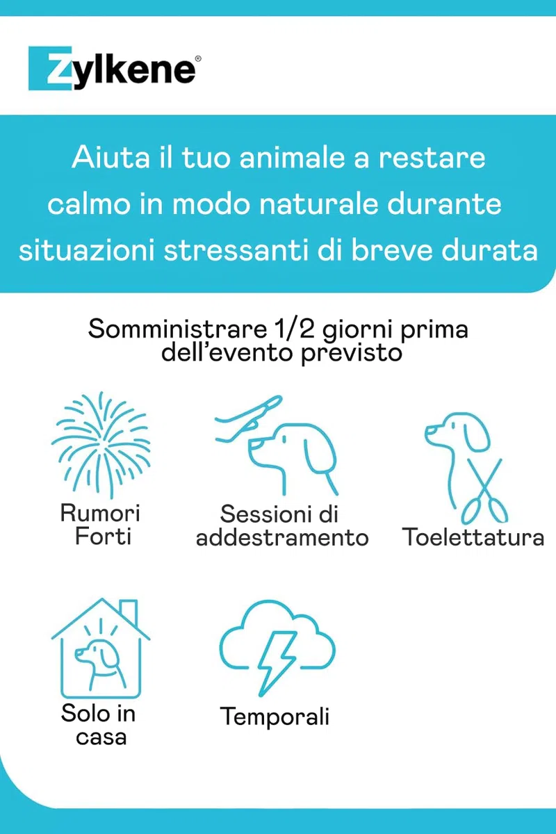 Zylkene Complément Alimentaire | Chiens de Taille Moyenne (10-30 kg) 225 MG | Favorise la Relaxation dans Les Situations d'inconfort à Court Terme : bruits forts, visites vétérinaires | 20 gélules