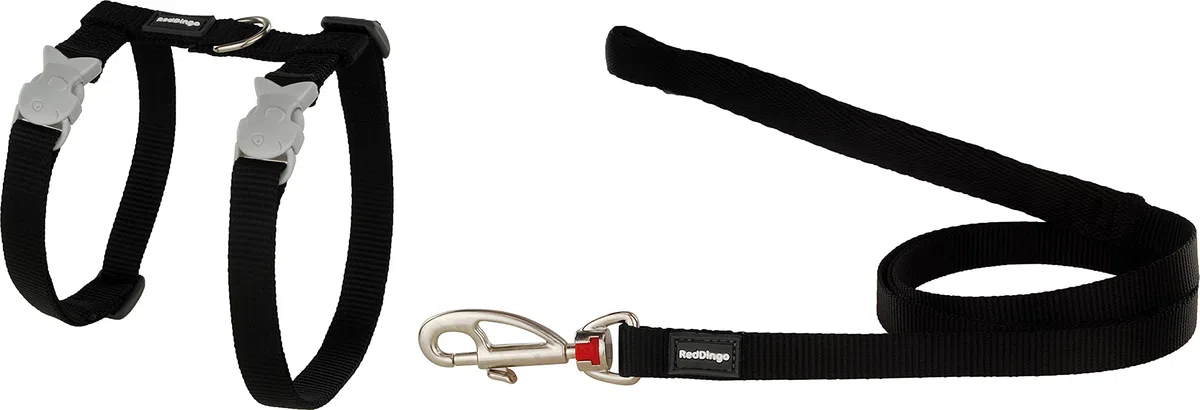 RED DINGO Laisse/Harnais pour Chat Noir Tour de Cou 21 à 35 cm Poitrail 27,5 à 47,5 cm
