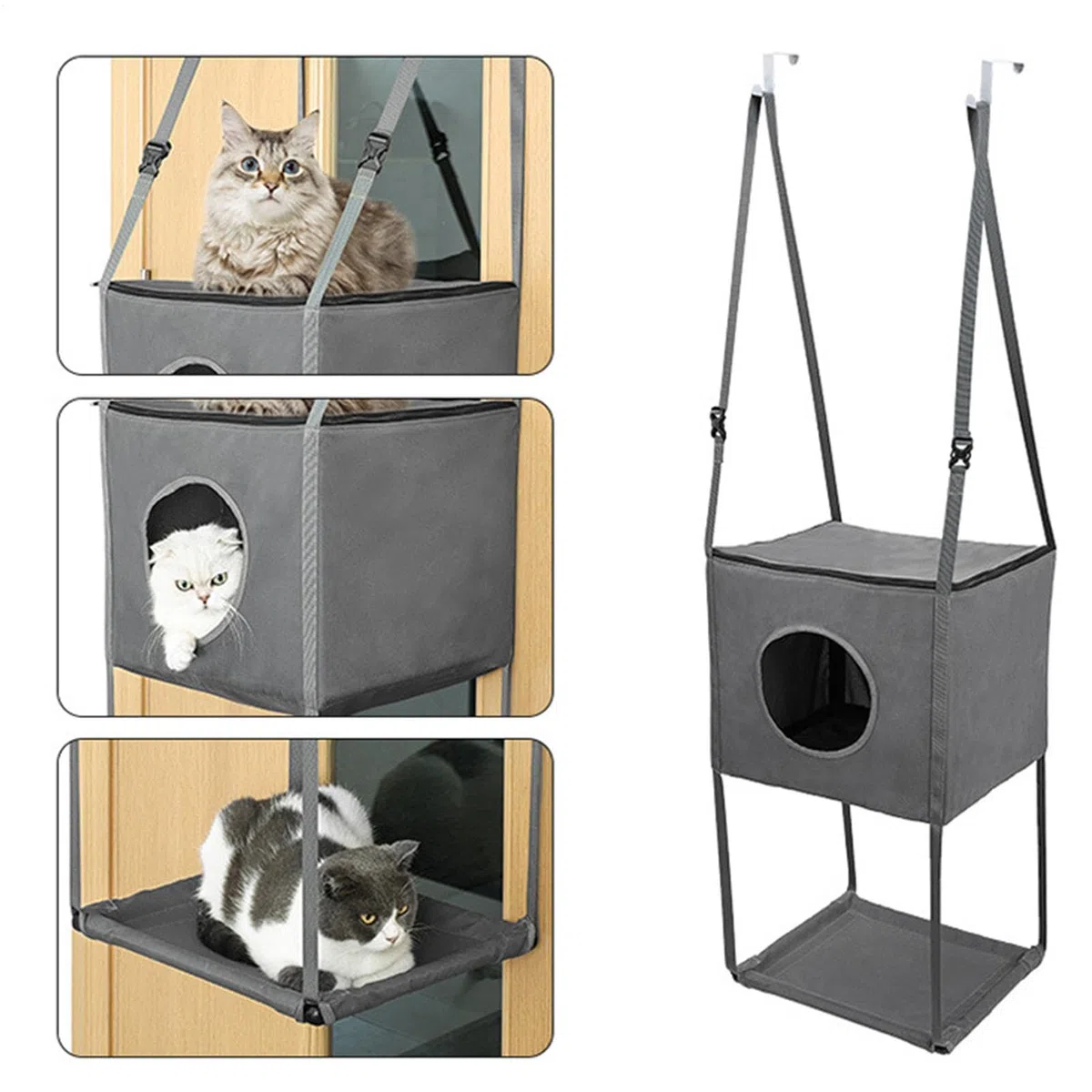 Espace sur les arbres pour chats - Grimpeur pour chat monté sur la porte, Meubles de lit tour pour chat | Hamac pour chat pliable à accrocher à la porte, 16 x 13 pouces, Niche pour chat souple