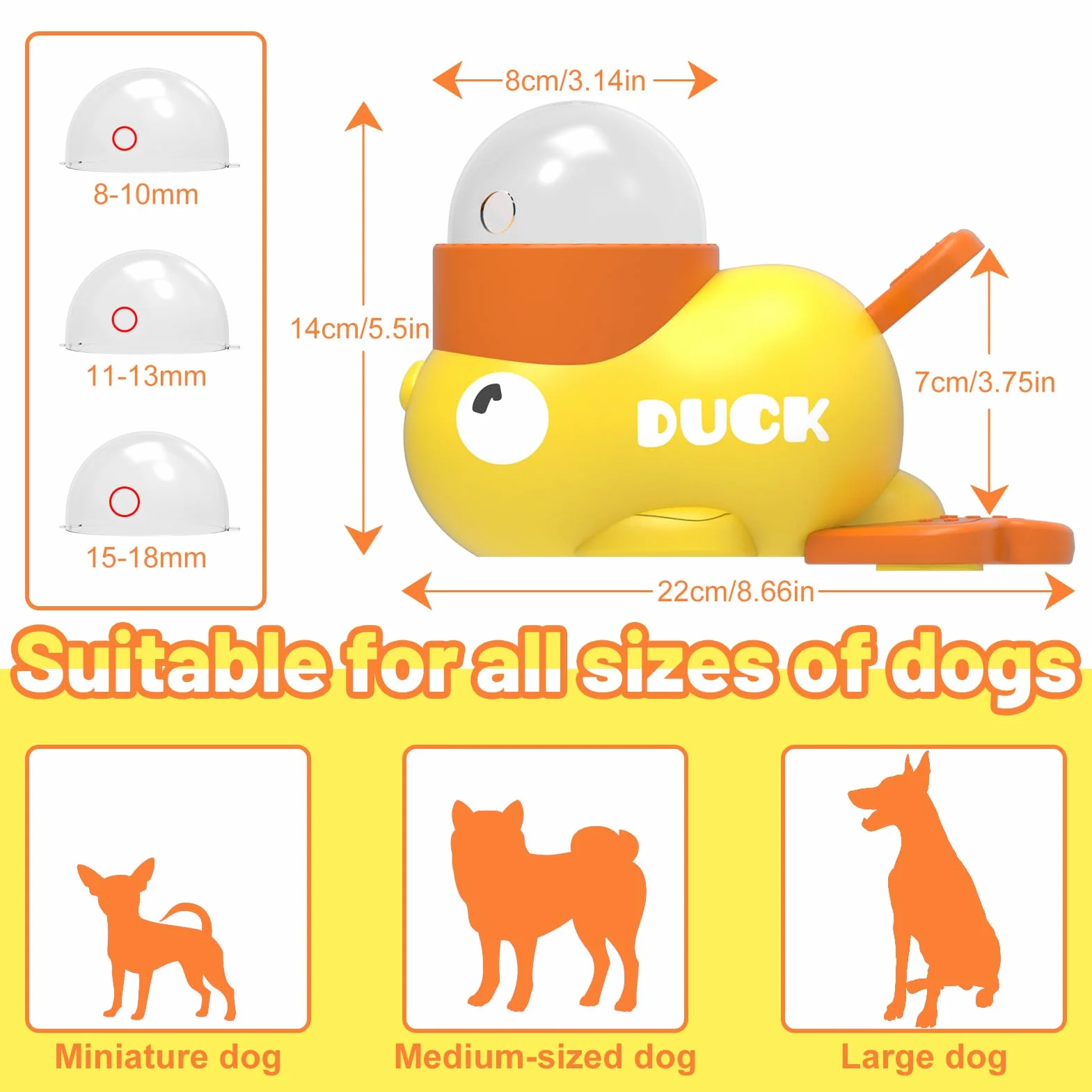 Jouet Interactif pour Chien et Chat Canard Jaune - Distributeur de Friandises et Mangeoire Anti-Glouton - Jeu d'Intelligence pour Alimentation Lente - Silicone Durable et Antidérapant