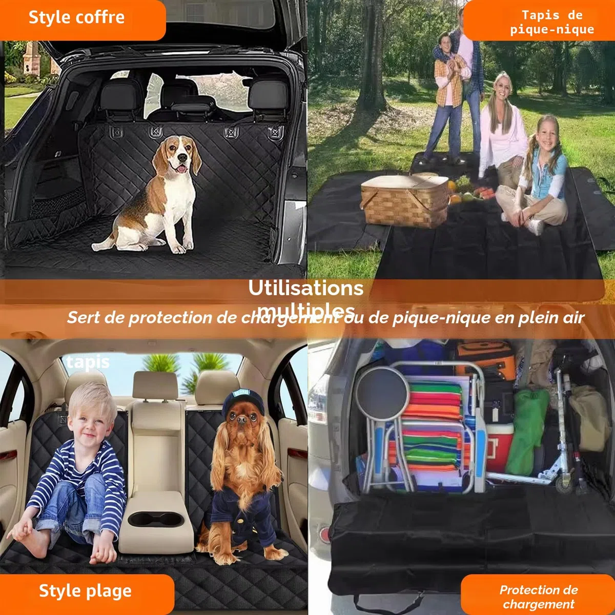 4 en 1 Housses de Siège d'auto pour Chien, Accessoires Voiture pour Chiens Protection Siege Voiture pour Chien Housse de Protection Chien Imperméable Antidérapant pour Voitures VUS