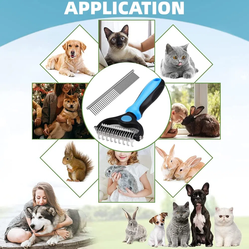 Brosse pour chien – Peigne démêlant double face, brosses pour chats à poils longs et courts, brosse de toilettage pour chat – Brosses de toilettage pour chiens et chats