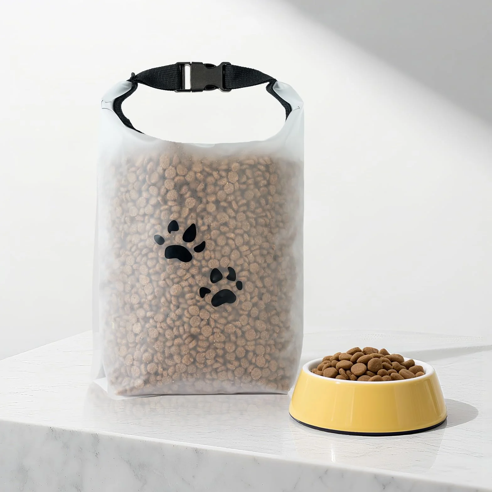 Sac de voyage pour nourriture d’animaux, contenant à croquettes avec fermeture roll-top, sans BPA et alimentaire, conserve la fraîcheur en camping, en pension canine ou pour les escapades du week-end
