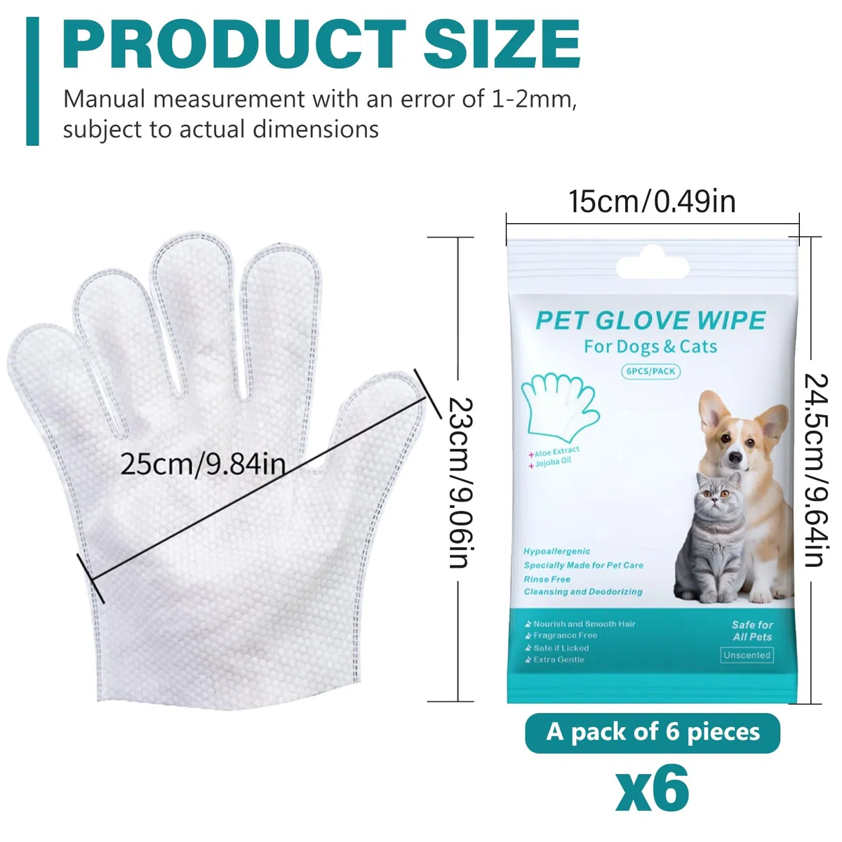 BYZESTY 36 Pièces Gants De Nettoyage pour Animaux De Compagnie, Lingette Chien Chat, Gants Tout-en-Un pour Chien Et Chat, Gants sans Lavage pour Animaux pour Voyages, Nettoyage sans Rinçage