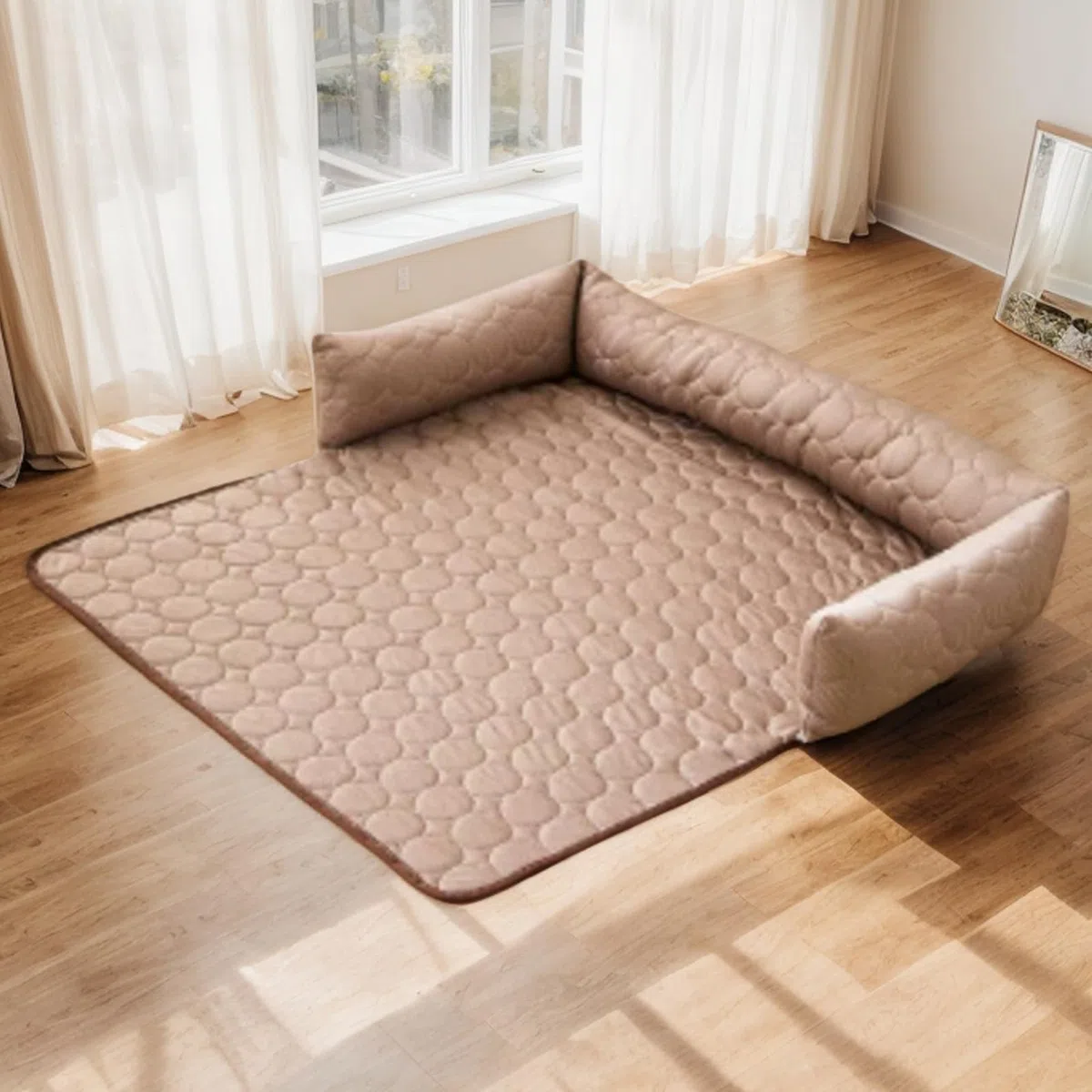 Coussin Canapé Pour Animaux De Compagnie Rond, Couverture De Canapé De Compagnie, Tapis De Refroidissement Pour Chien, Matériau Respirant, Facile À Nettoyer, 90x90 Cm, Pour Intérieur Et Extérieur