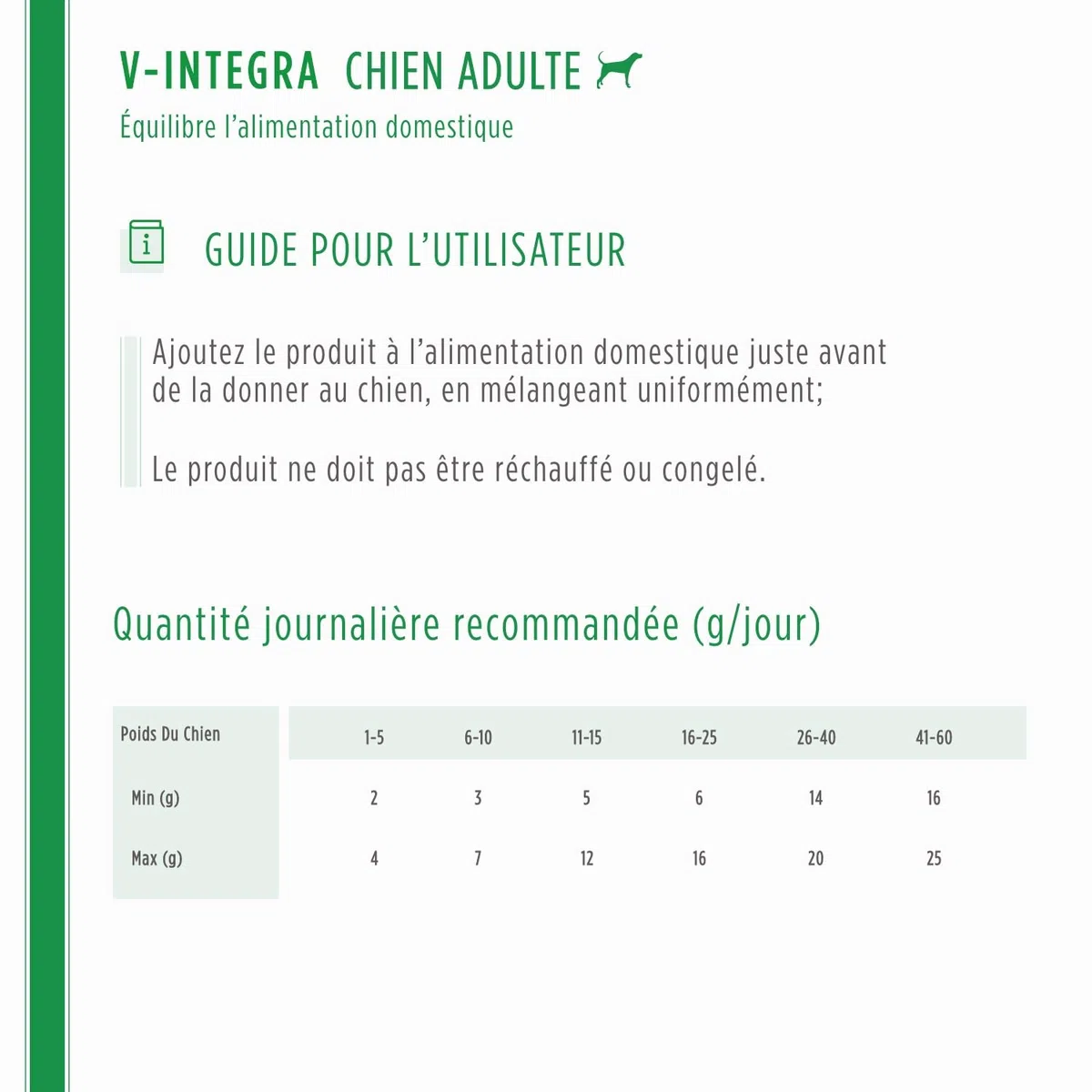V-INTEGRA Chien Adulte - Supplément Complet Riche en vitamines et minéraux pour la Ration ménagère et Barf des Chiens Adultes - 200 g - Produit en Italie