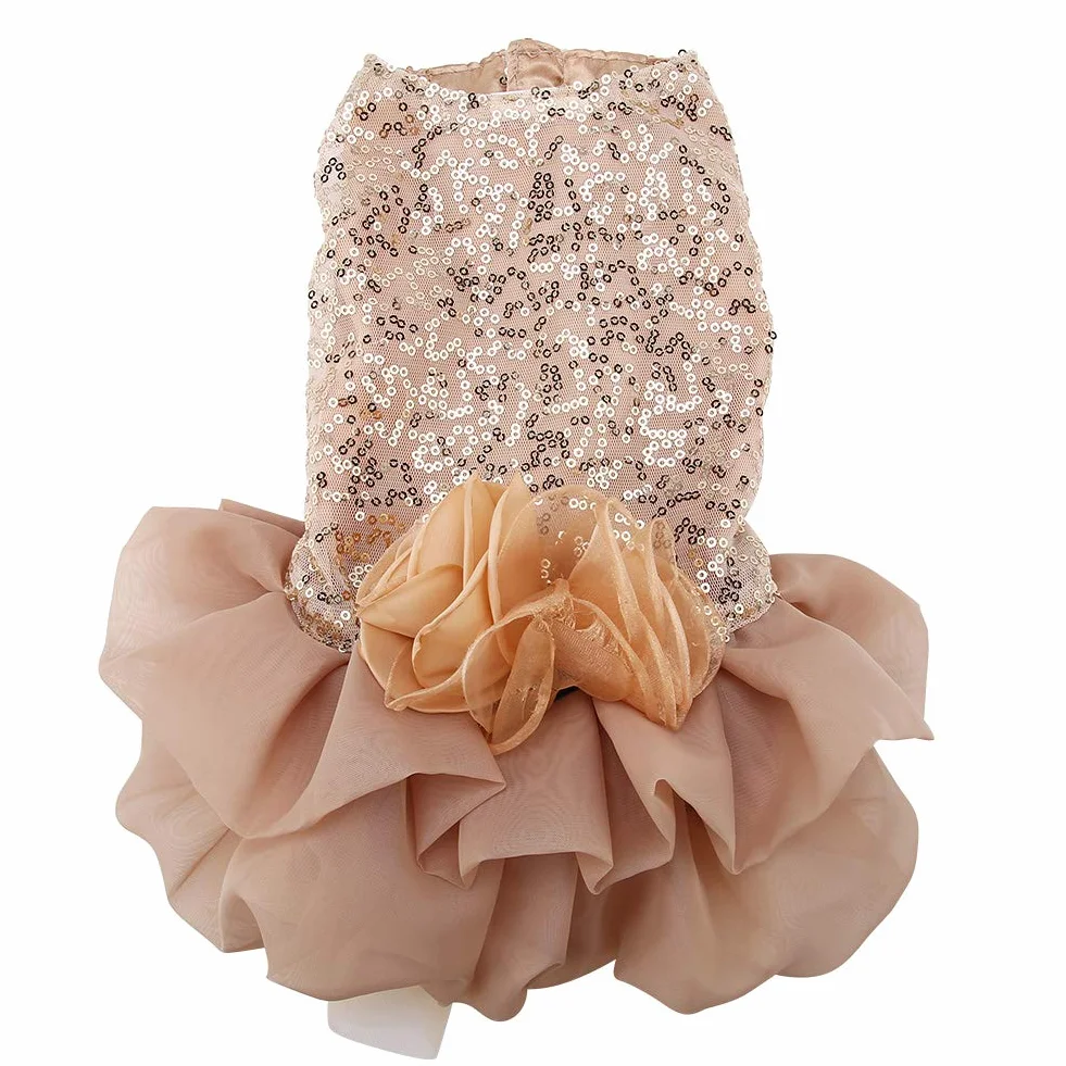 Robe de Mariée pour Chien Pailletée Dentelle Tutu Jupe Princesse Chiot pour Cérémonie Fête Photo Accessoire Animal Compagnie Mariage Petite Grande Taille