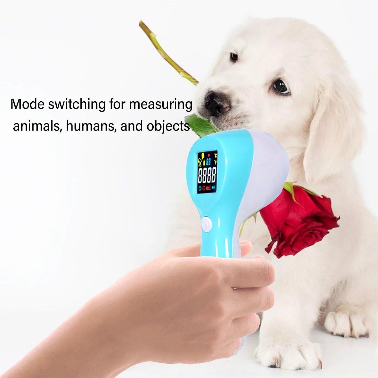 Thermomètre Infrarouge Rapide sans pour Animaux de Compagnie, Multifonctionnel pour Chats, Chiens, Vaches, Mode 2 en 1 avec Mémoire, éligibleHSA