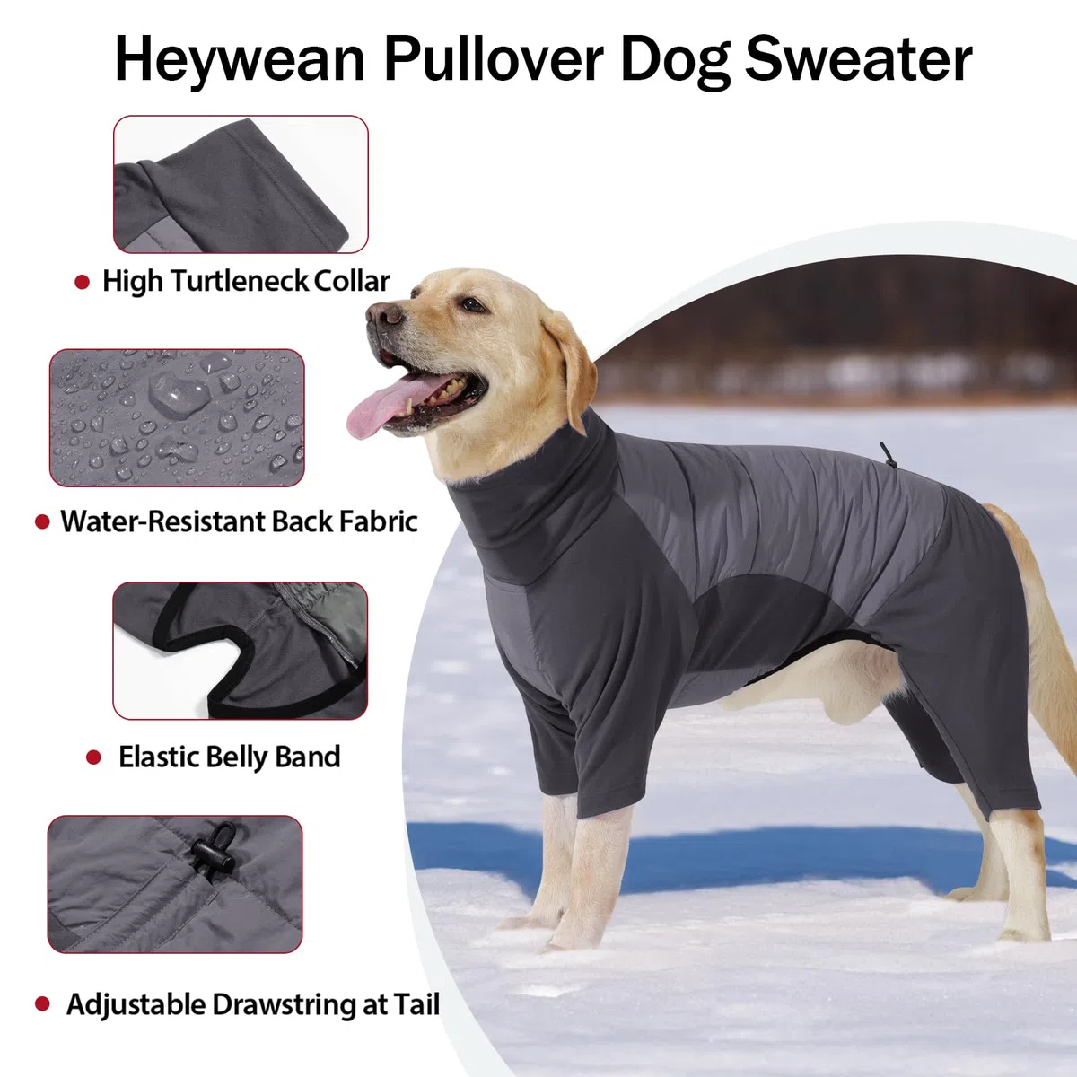 HEYWEAN Manteau Polaire pour Chien avec Jambes Pull d'hiver Pyjama pour Chiens Petite Moyen Grande Taille Combinaison intégrale Manteaux Chauds pour Chiens Pull Polaire Vêtements d'hiver Veste Chien