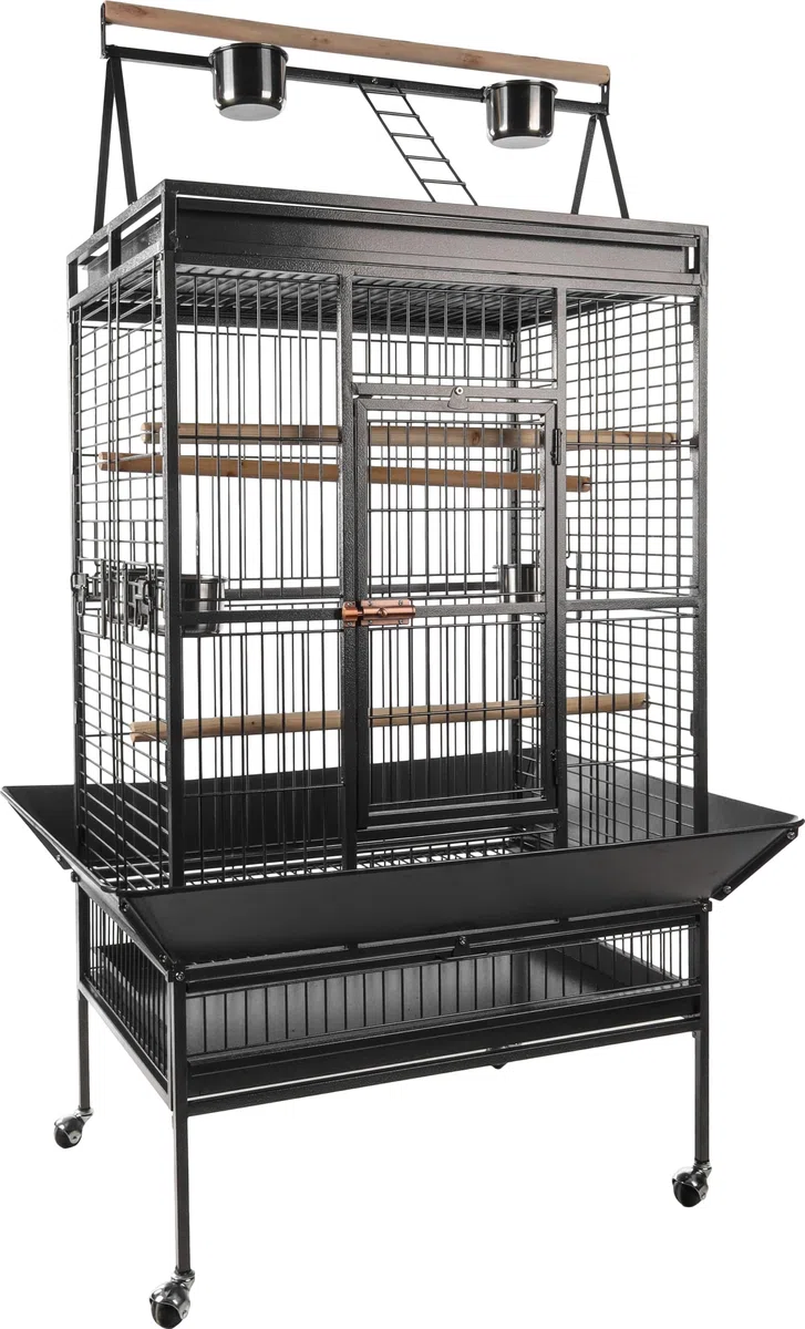 Flamingo Cage pour Perroquets Parko Anthracite – 102,5x80x174,5 cm – avec Perchoirs et Mangeoires