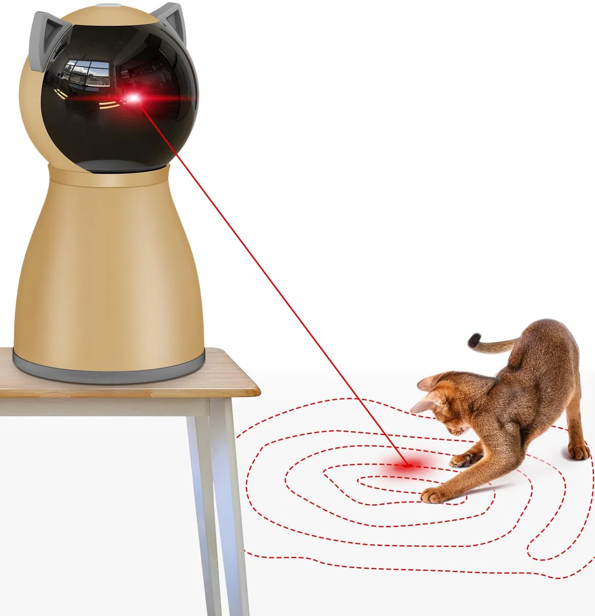 Petiepaw Jouet Laser interactif pour Chat - Automatique - pour l'intérieur - Trajectoire aléatoire - Rechargeable - pour l'intérieur - pour Chat/Chaton/Chien