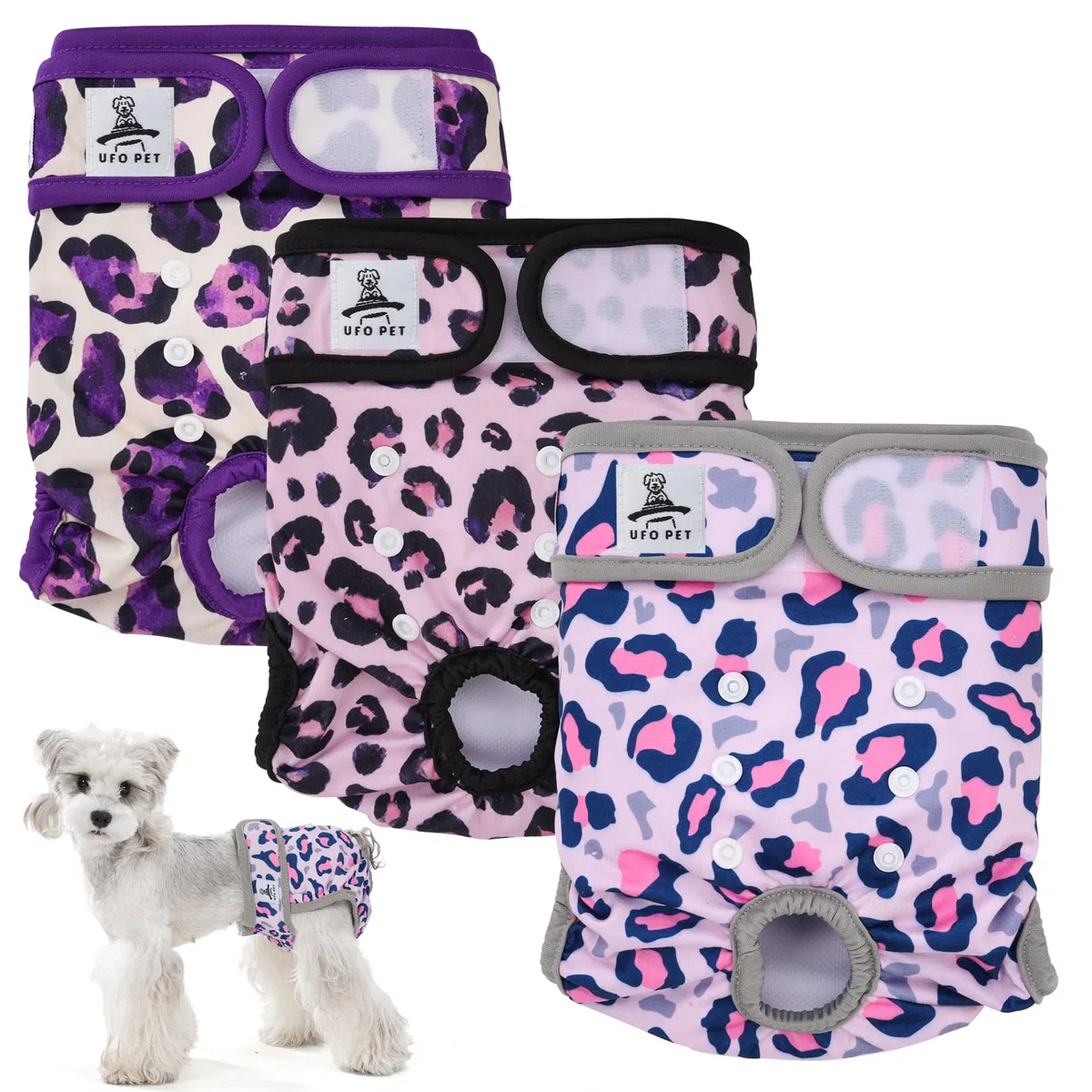 Culotte Chiennes Chaleurs M Réutilisables, Couche pour Chien Femelle Lavables (Lot de 3), Culotte très Absorbantes pour Chien avec Fermeture Forte et Flexible