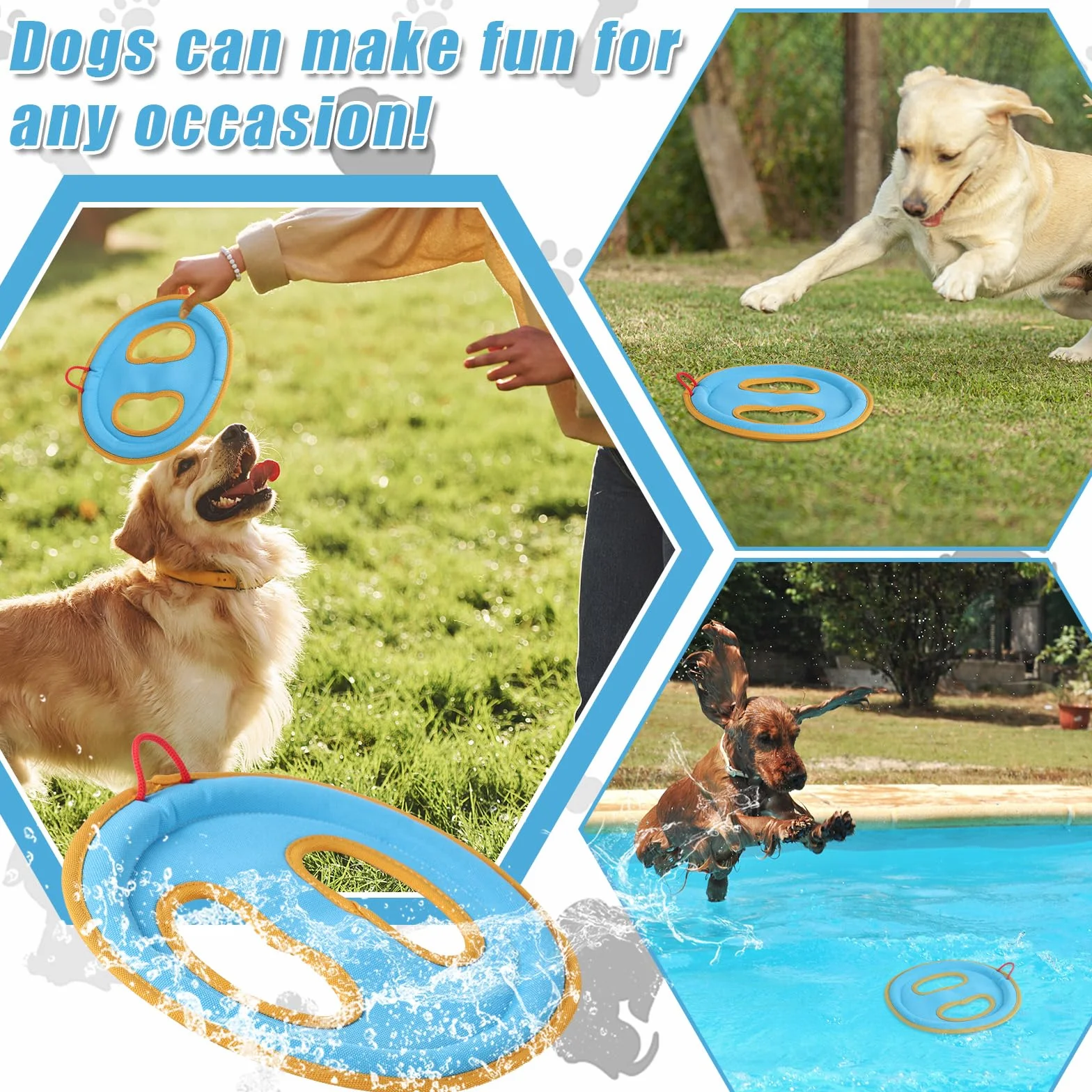 lasuroa Disque Volant Chien, 23,5cm Jouet Flottant à Bords Souples Doux pour Les Dents Jouet d'Extérieur Léger en Toile pour Chiens de Taille Moyenne à Grande
