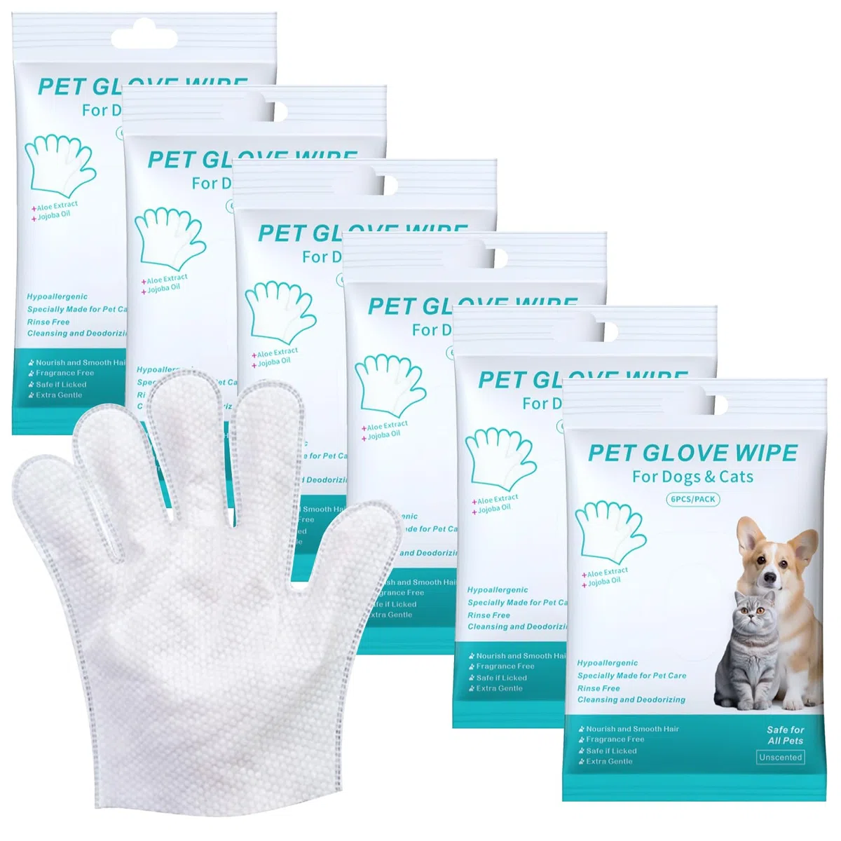 BYZESTY 36 Pièces Gants De Nettoyage pour Animaux De Compagnie, Lingette Chien Chat, Gants Tout-en-Un pour Chien Et Chat, Gants sans Lavage pour Animaux pour Voyages, Nettoyage sans Rinçage