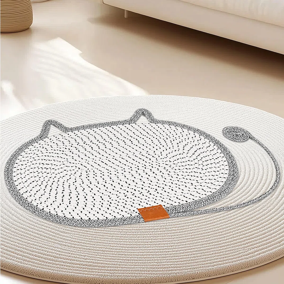 Tapis À Griffes pour Chats | à Griffoir Ronde en Corde de Coton - Accessoire Lavable pour Animaux Domestiques pour Intérieur Extérieur Sol Porte Coin Maison Canapé Table Voyage