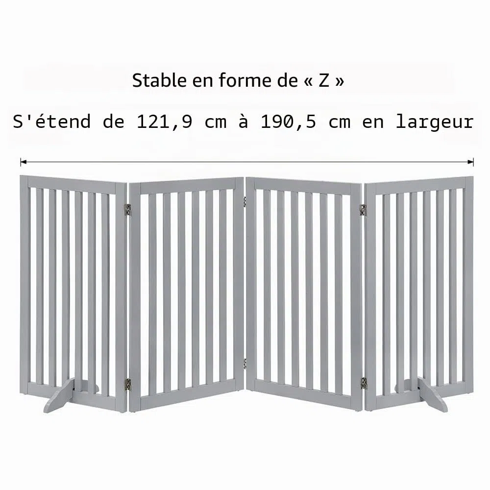 unipaws Barrière pour Chien, Barrière de sécurité barrière modulable Pliable pour Animaux de Compagnie, 91H cm 4 Panneaux, Gris Clair