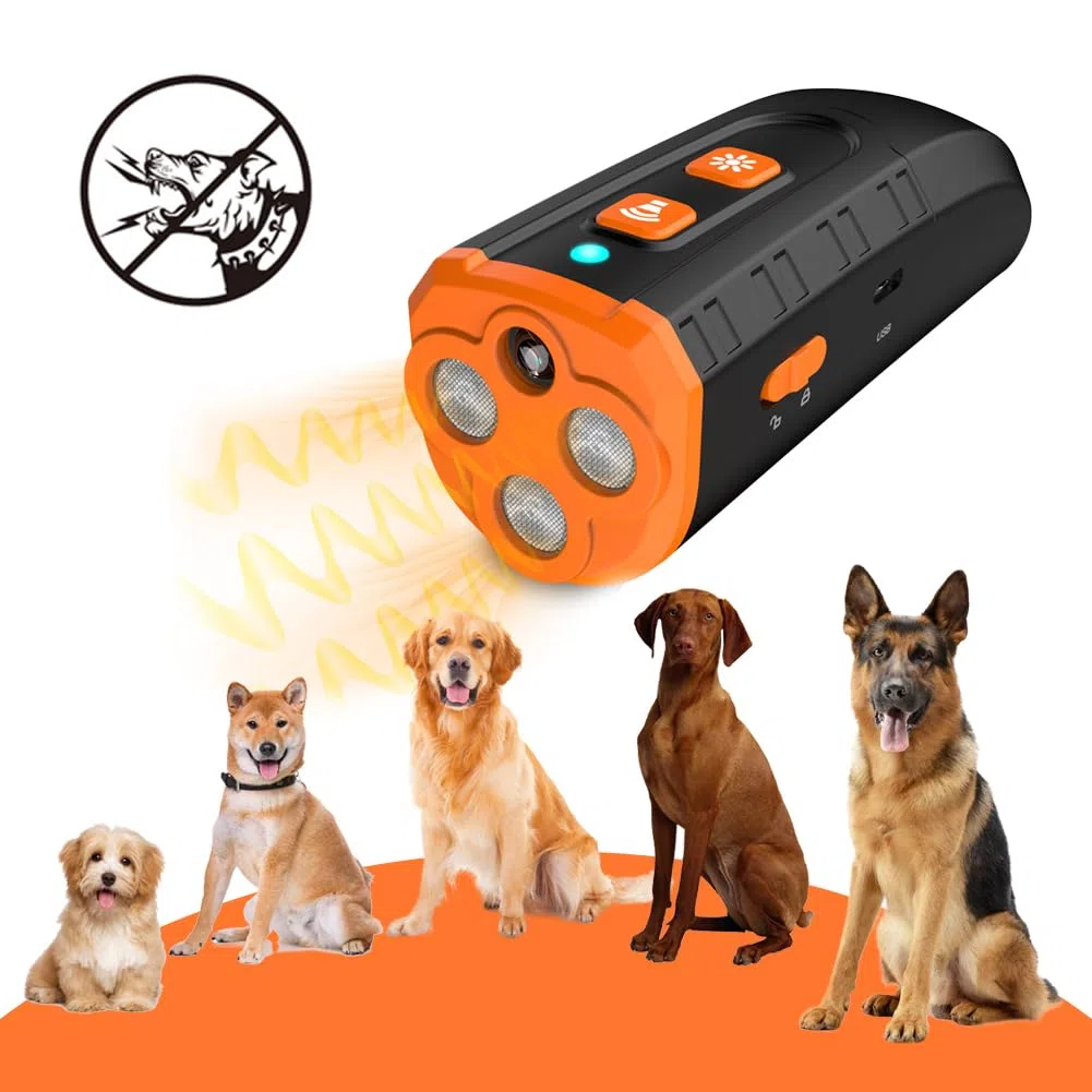 Anti Aboiement Chien Ultrason 3 Modes Rechargeable USB C Portée 10m | Ultrason puissant 3 modes lampe LED rechargeable USB C 10m pour intérieur extérieur éducation canine douce sans collier