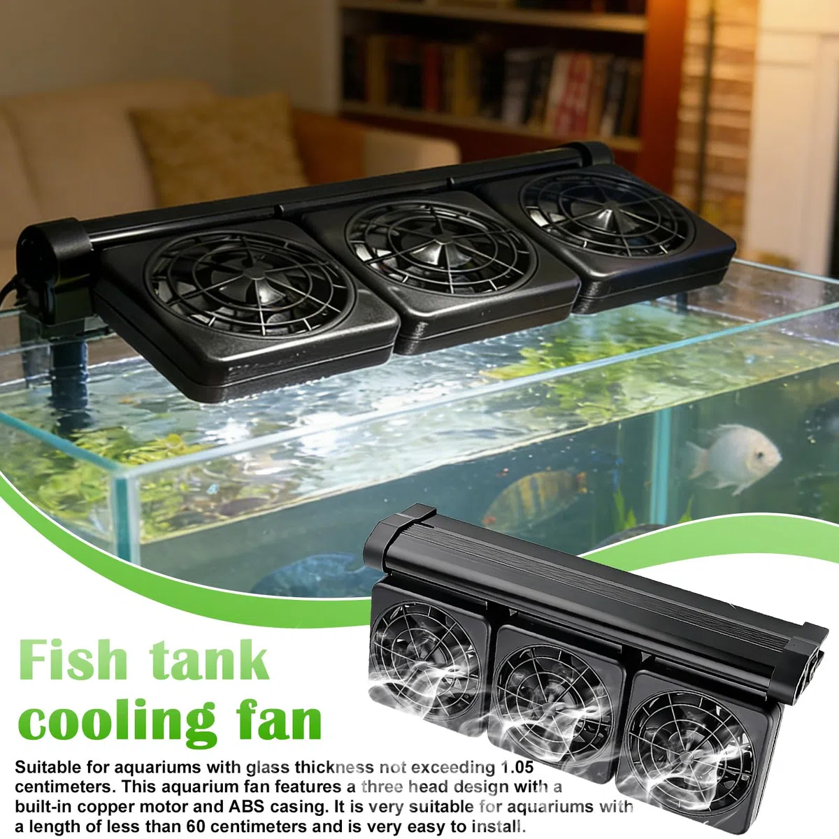PORFOYO Ventilateur Aquarium: Refroidisseur Aquarium, 5 Vitesses Réglables Aquarium Ventilator, Refroidisseur D'aquarium avec Minuterie pour Eau Salée Et Eau Douce, 3 Ventilateurs (Noir)