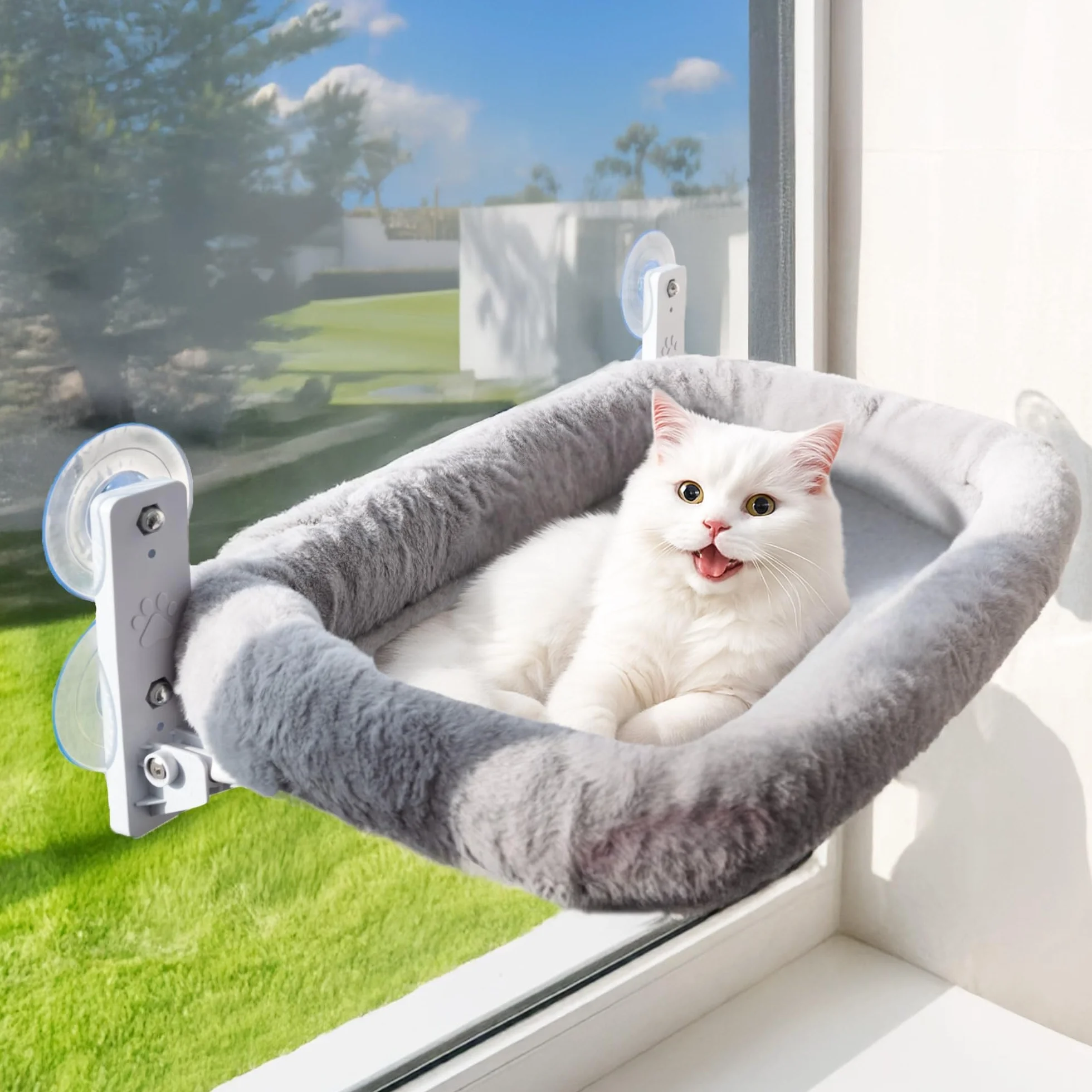 Hamac Chat Fenêtre avec Coussin Lavable – Hamac pour Chat Stable et Confortable, Lit Suspendu, Nid Douillet, Panier, Couchage et Mobilier Idéal pour Animaux Heureux