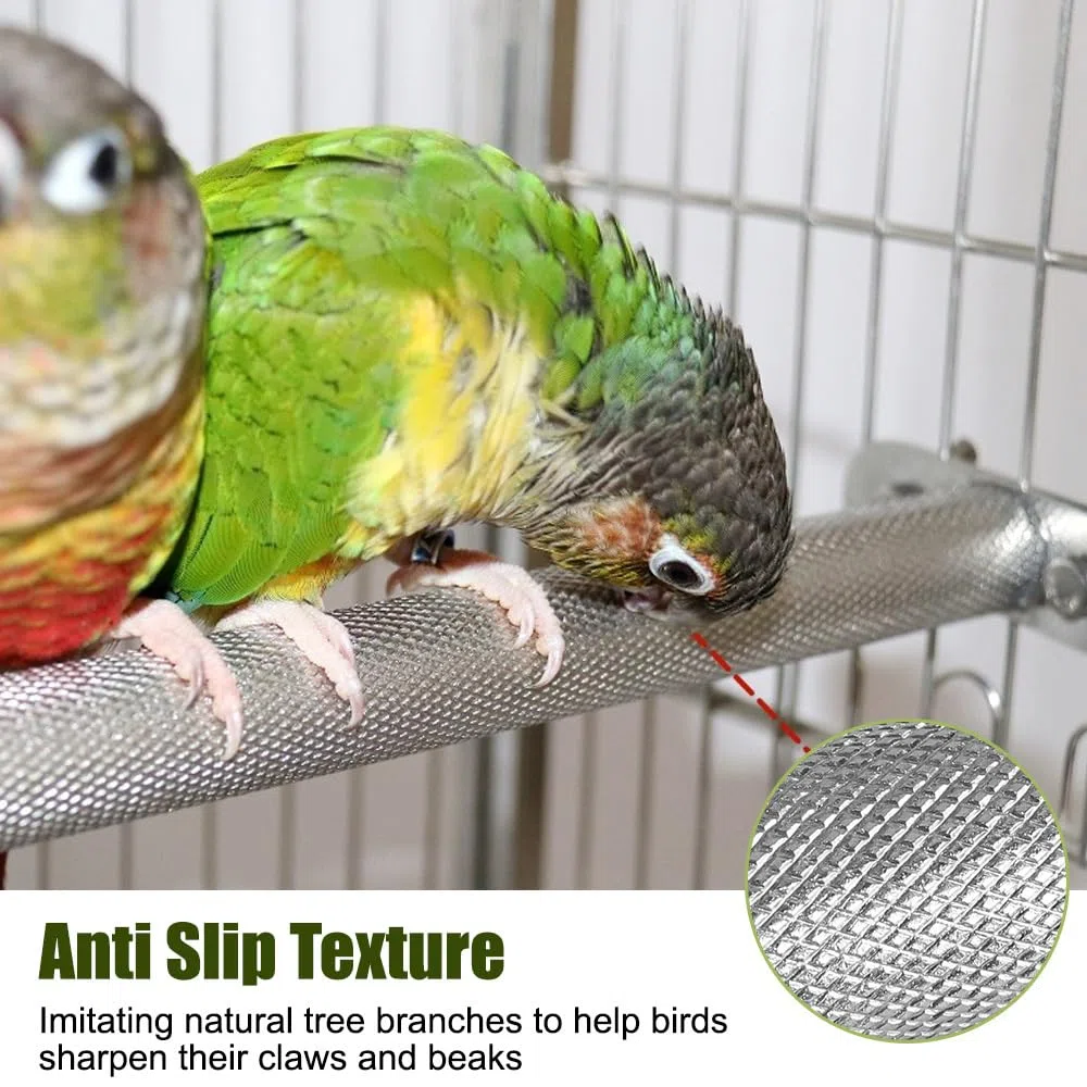 Perchoir en Acier Inoxydable pour Oiseaux,Griffes de Broyage pour Perroquets,Coupe-Bec,Ongles,Bâton de Meulage pour Oiseaux,Perroquets,Perruches,Calopsittes,Conures,Aras Gris D'Afrique,Pinsons