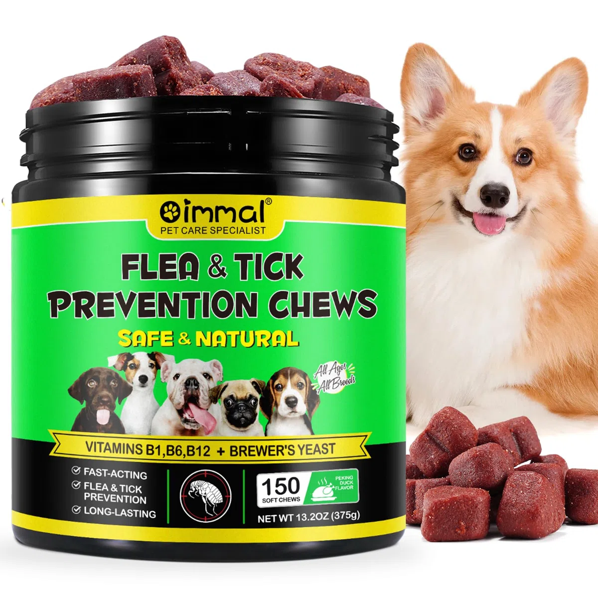 Chips Et Tick Prevention Chews Pour Chiens, 150 Pcs Chiens Flea & Tick Control Supplément - Pilules souples Orales Puces Pour Chiens - Traitement Pour Petits Chiens, Moyens, Grande Taille
