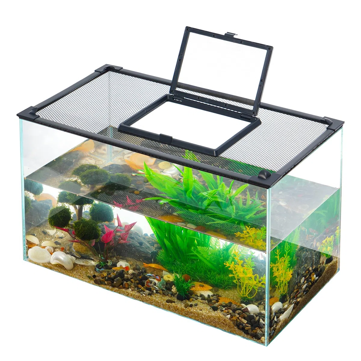 Uross Couvercle de réservoir de Poisson avec fenêtre - Couvercle magnétique pour Aquarium de réservoir de Poisson - Filet Anti-Saut - Maille pour protéger Les Poissons Saut Hors du