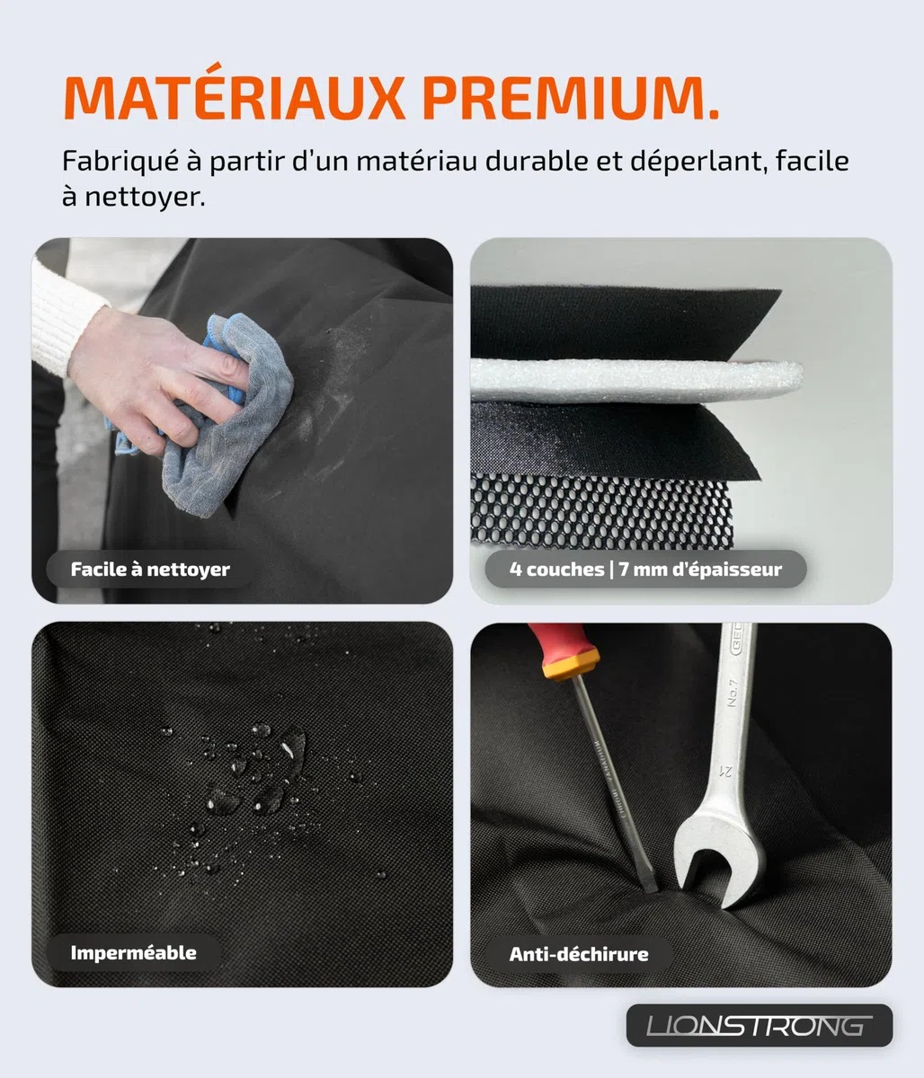 LIONSTRONG Protecteur Seuil de Coffre [Rembourré et Imperméable] – Tapis de Protection Universel Adapté des Petites Voitures aux SUV – Coffre Chiens Protection (100x100cm)