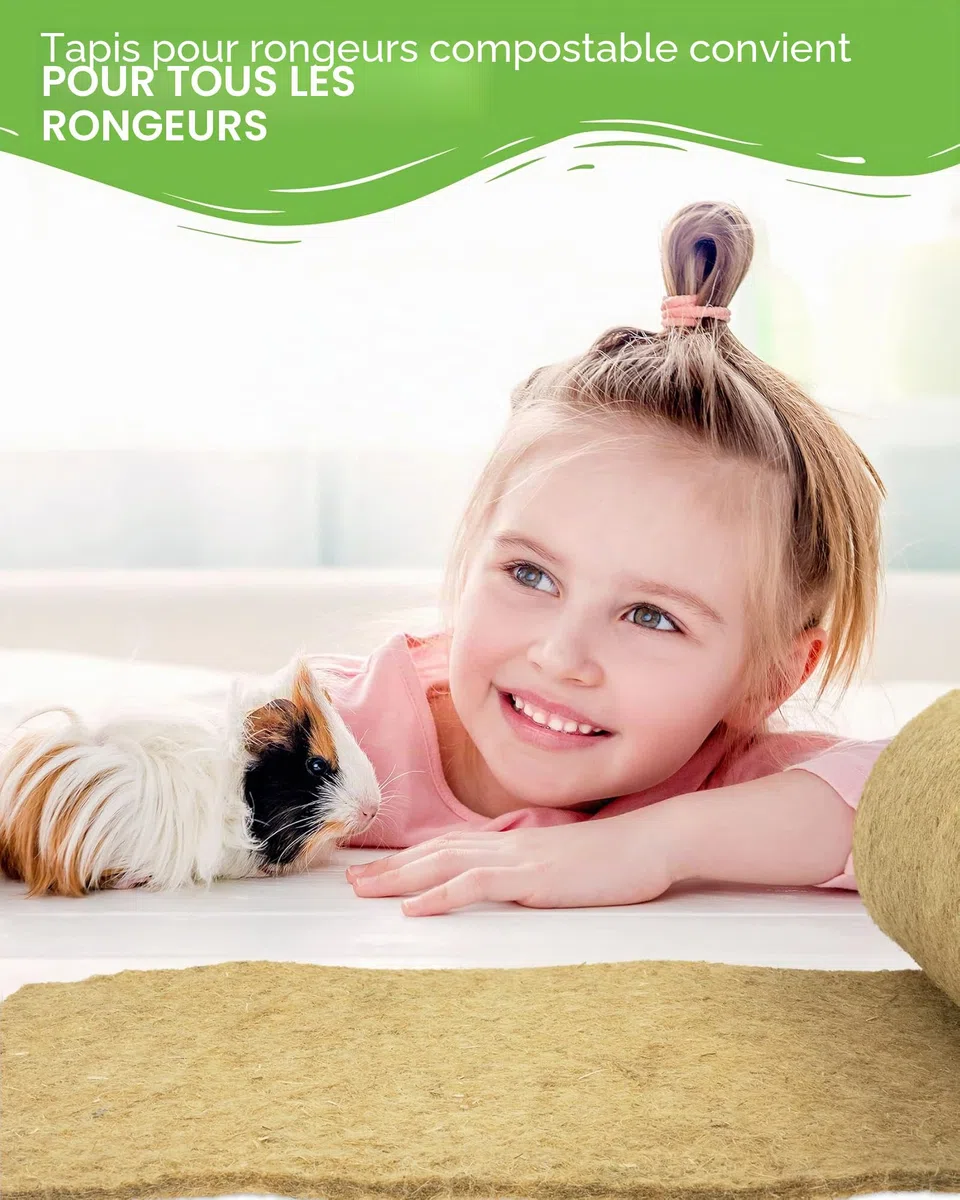 Tapis pour rongeurs en 100 % chanvre sur rouleau de 25 m de long, 40 cm de large, 5 mm d'épaisseur, tapis de chanvre pour tous les types de petits animaux, tapis de chanvre, tapis pour rongeurs, tapis