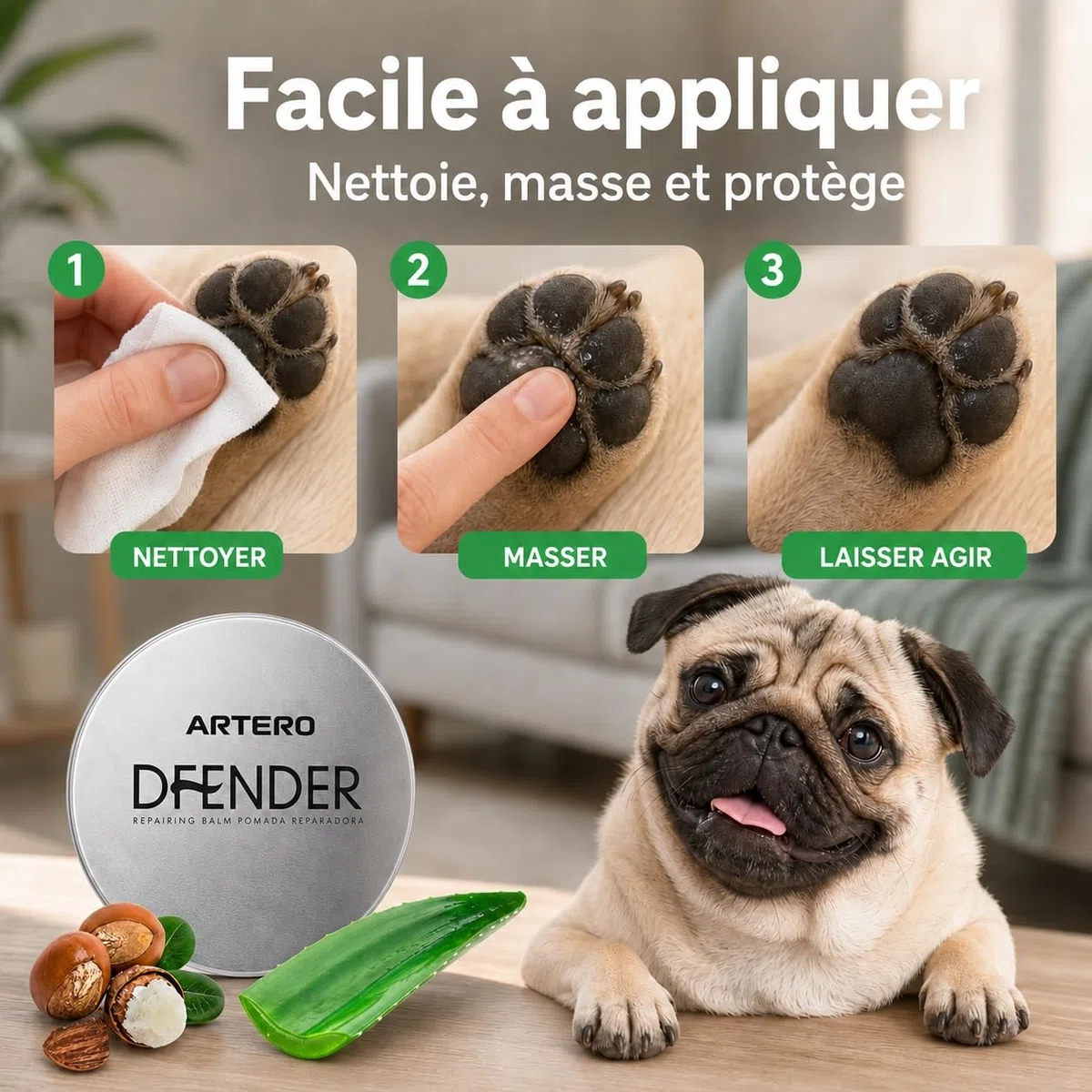 Artero Défendre la solution aux plantaires endommagés et aux nez fissurés chez les chiens