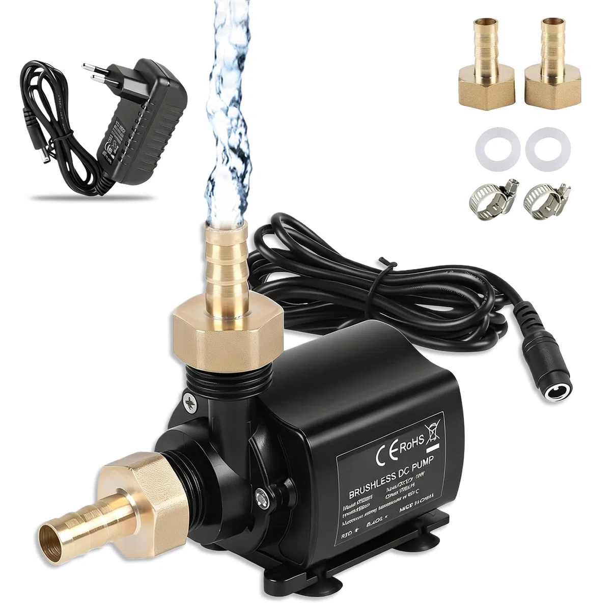 Pompe à Eau 12V 800L/H 5 m, Pompe à Eau Submersible, Pompe Submersible Petite, Pompe de Bassin avec Réglage de la Vitesse de Rotation pour fontaine et système de
