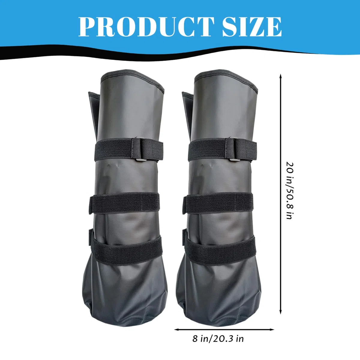 Bottes de Cheval réutilisables en PVC, 2 pièces, avec Sangle réglable, Bottes de Glace pour tremper Les infections des plaies, 20x8 Pouces, Noires