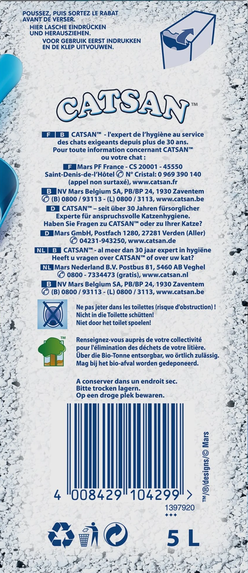 Catsan Active Fresh - Litière Minérale Agglomérante pour Chat 5 L (Lot de 4)
