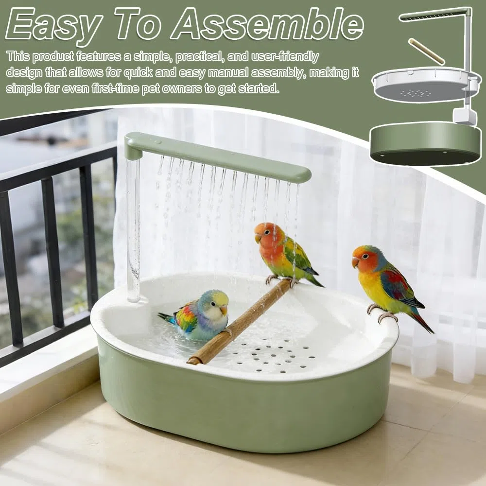 Baignoire Oiseaux, Douche pour Oiseaux avec Douche D'eau Circulante Douche Bain de Perroquet Automatique Fontaine de Bain Automatique Douche pour Perroquet pour Gris Africain, calopsitte, Conure