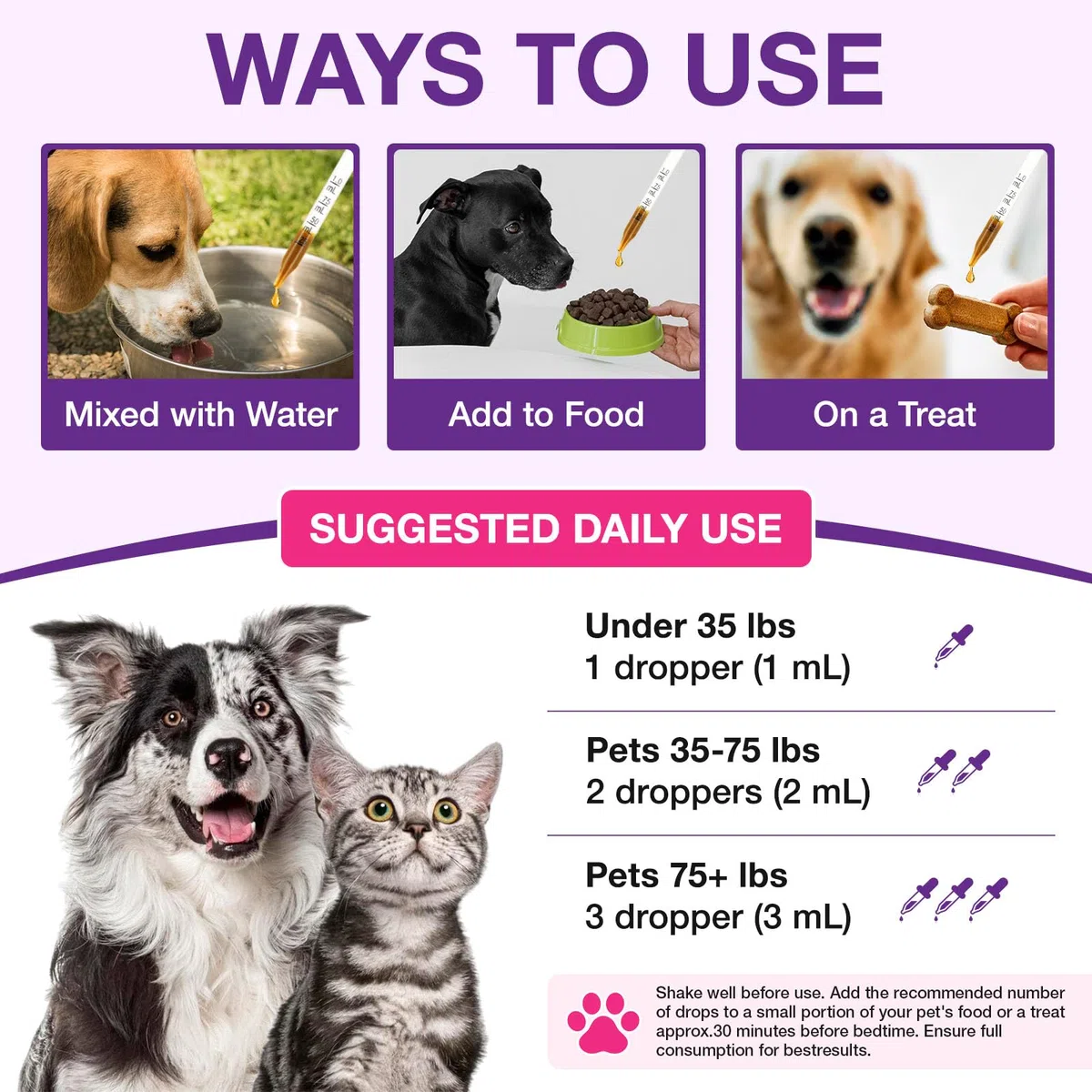Mélatonine pour chiens, aide au sommeil pour chien, mélatonine pour chien, soutien à la relaxation et au sommeil profond, apaisant pour les chiens dans le bruit, feux d'artifice (60 ml)