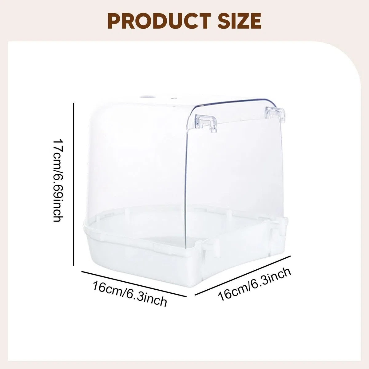 Bain d'oiseaux Transparent et Spacieux pour Cage, Idéal pour Les Perroquets, Perruches Ondulées, Canaris, Inséparables et Calopsittes, Blanc