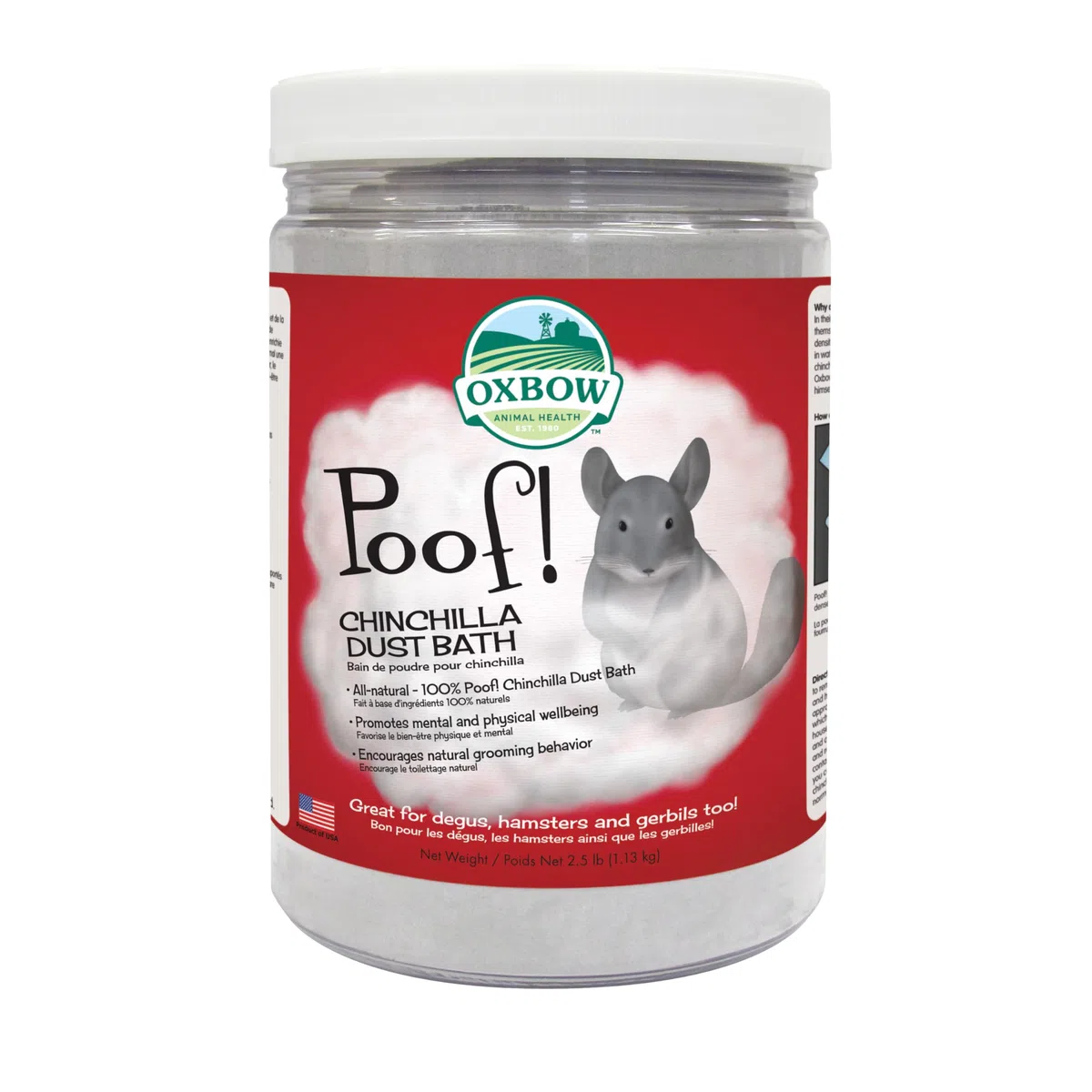 Oxbow Animal Health Poof! Bain de poussière pour Chinchilla Pot de 1,1 kg