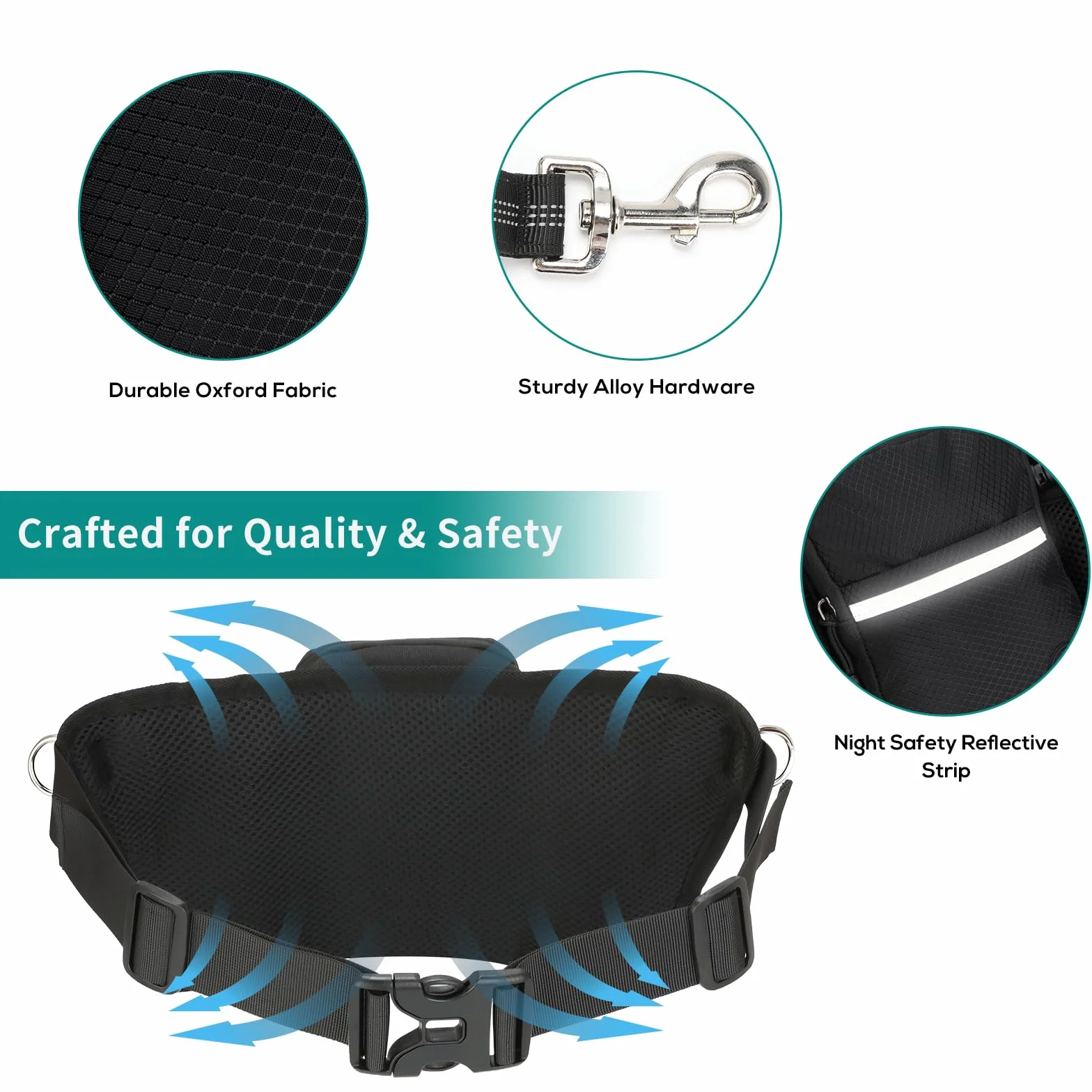 VINATO Sac à Friandises pour Chien avec Laisse Rétractable & Distributeur de Sacs - Sac Banane Étanche Multifonction pour Petits et Moyens Chiens – Promenade & Dressage Mains Libres