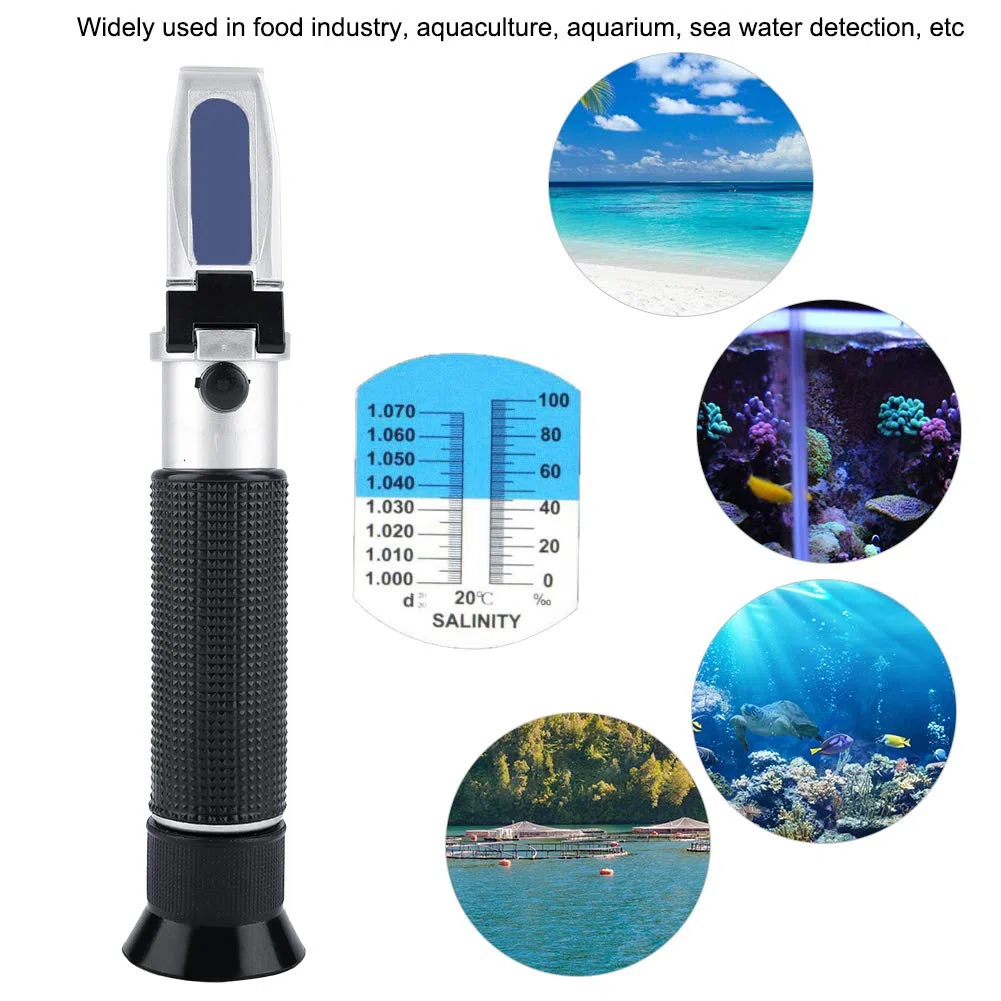 KIKYO Salinomètre, testeur de Concentration de sel d'eau de mer salinomètre 0-100% Portable pour réservoir d'aquarium d'eau de mer