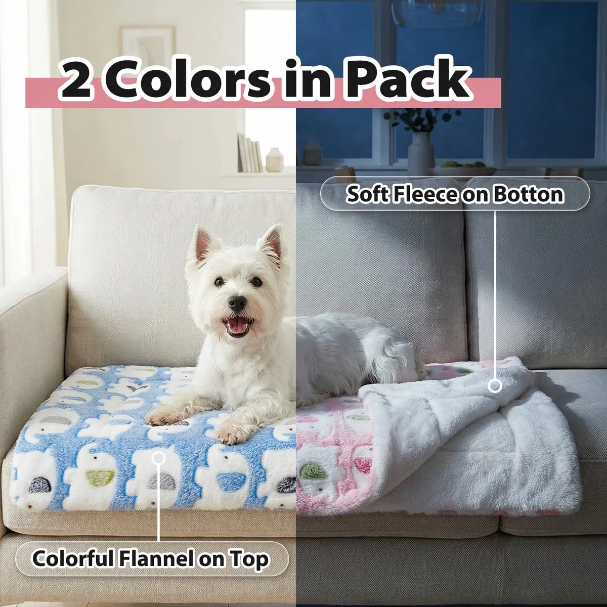 MICOOYO Lit pour Chien 2 PCS, Matelas Lavable pour Chien, Tapis imperméable pour Petits Chiens, Chats et Chiots, Couverture Polaire pour cochons d'Inde, Lapins, écureuils et Hamsters (M, 61 x 41 cm)