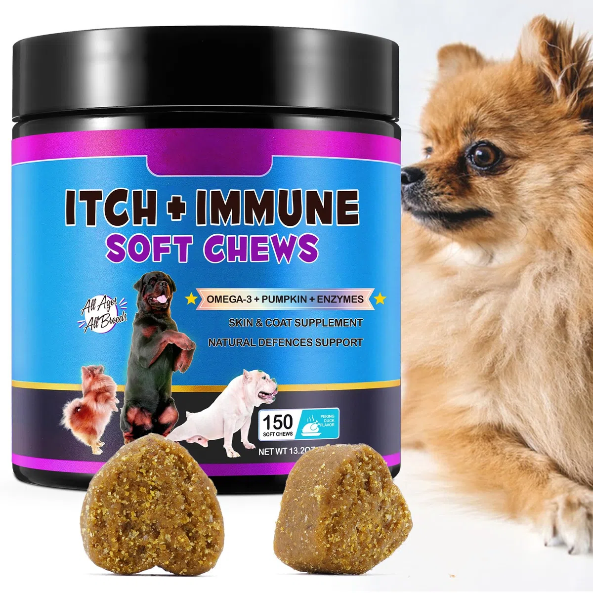Immunothérapie Anti - Démangeaisons Pour Chiens Anti - Allergie Chien Anti - Allergie Comprimés À Croquer (150 Comprimés) Avec Oméga 3 Anti - Démangeaisons Et Points Chauds Anti - Démangeaisons Lécher